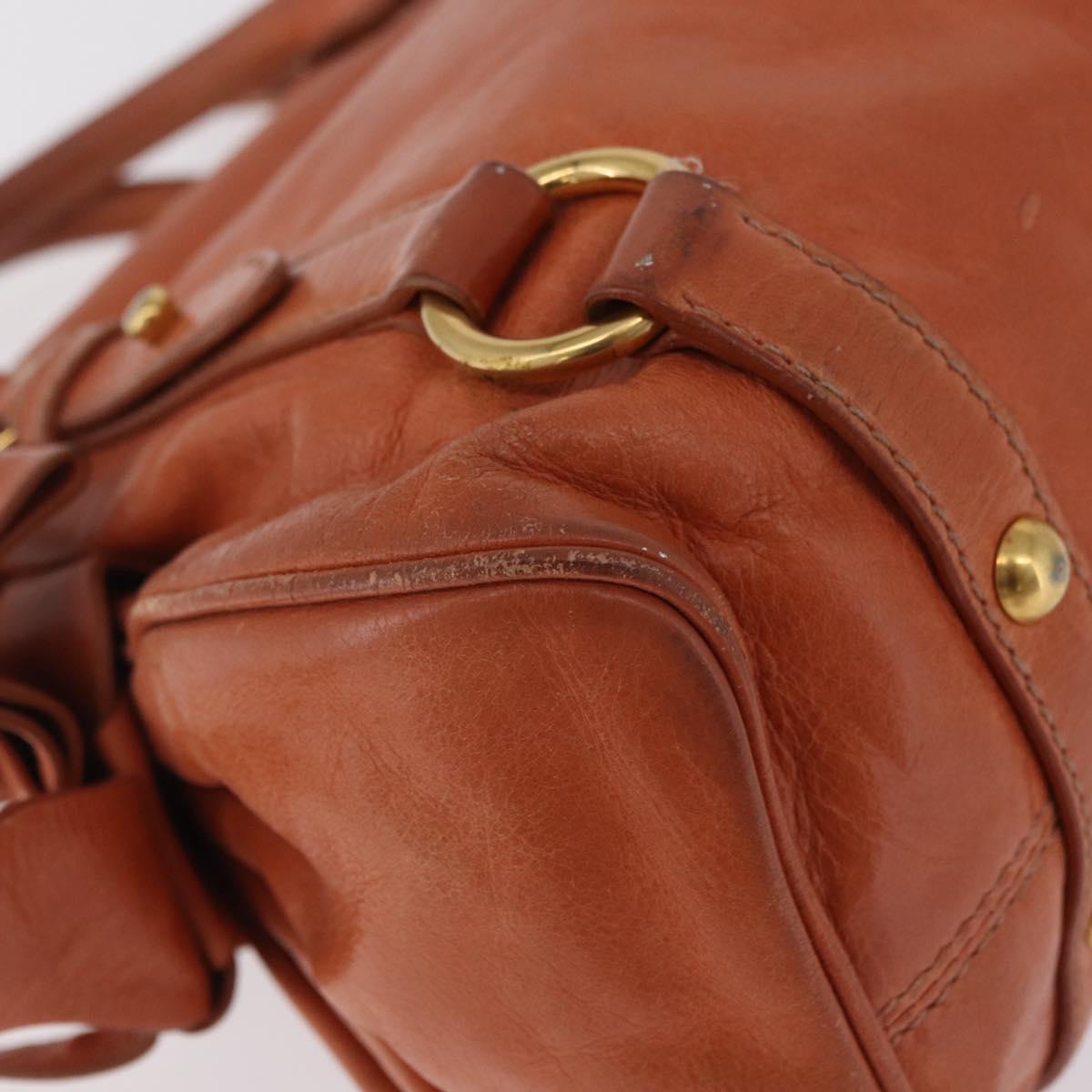 Miu Miu Vitellolux Hand Bag Leather Orange Gold Auth 210422V
