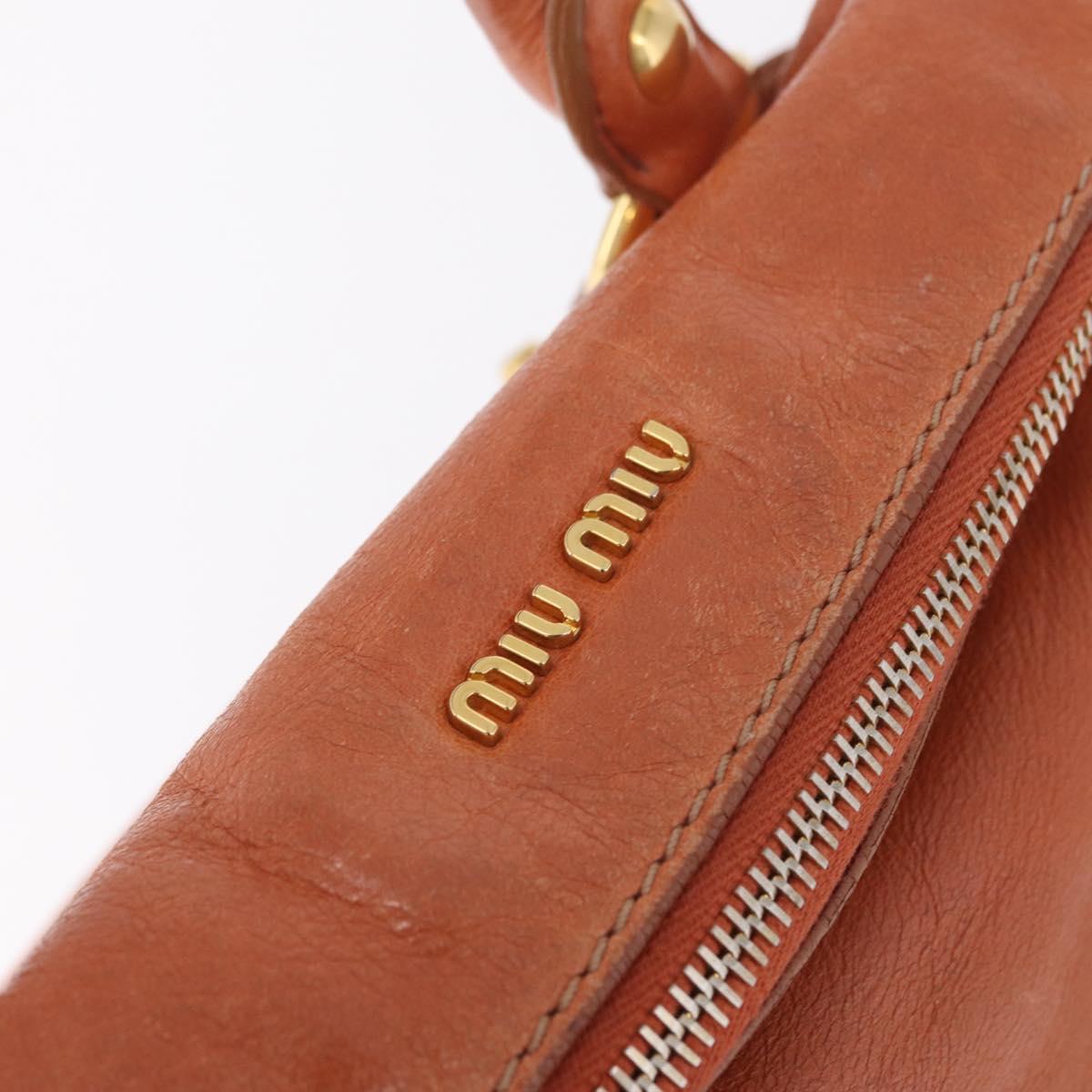 Miu Miu Vitellolux Hand Bag Leather Orange Gold Auth 210422V