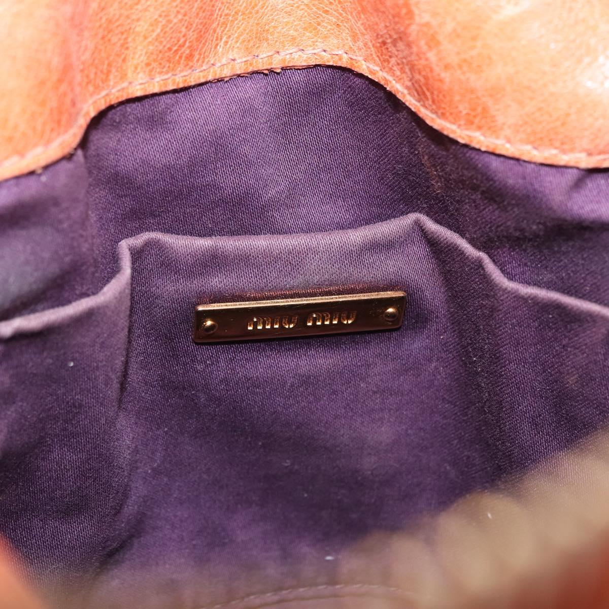 Miu Miu Vitellolux Hand Bag Leather Orange Gold Auth 210422V