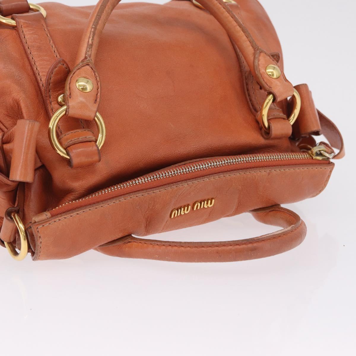 Miu Miu Vitellolux Hand Bag Leather Orange Gold Auth 210422V
