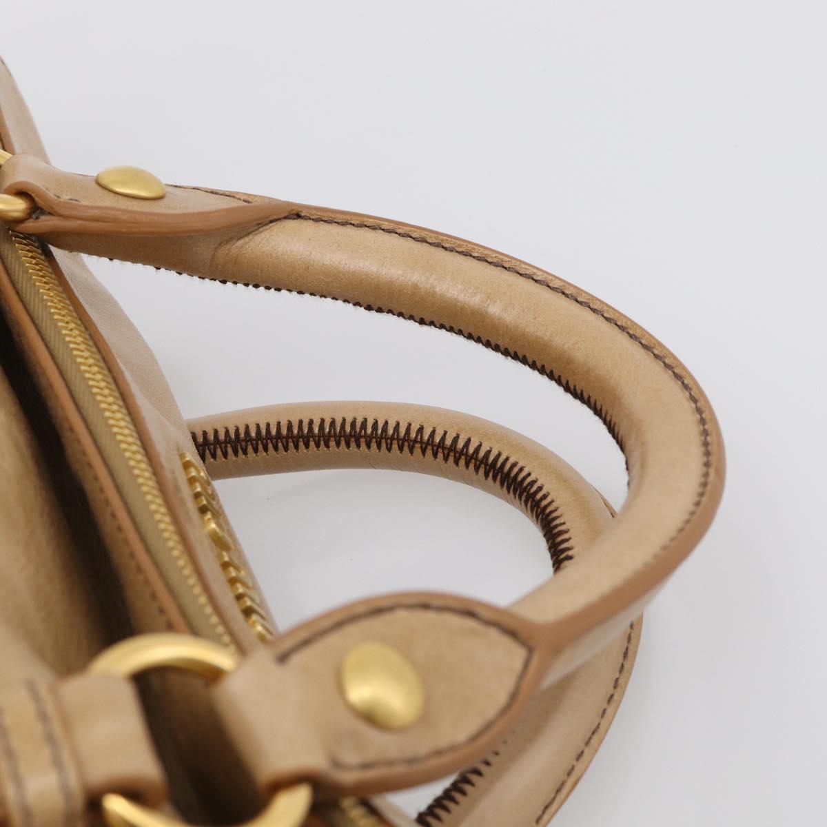 Miu Miu Vitellolux Hand Bag Leather 2way Beige Gold Auth 210423M