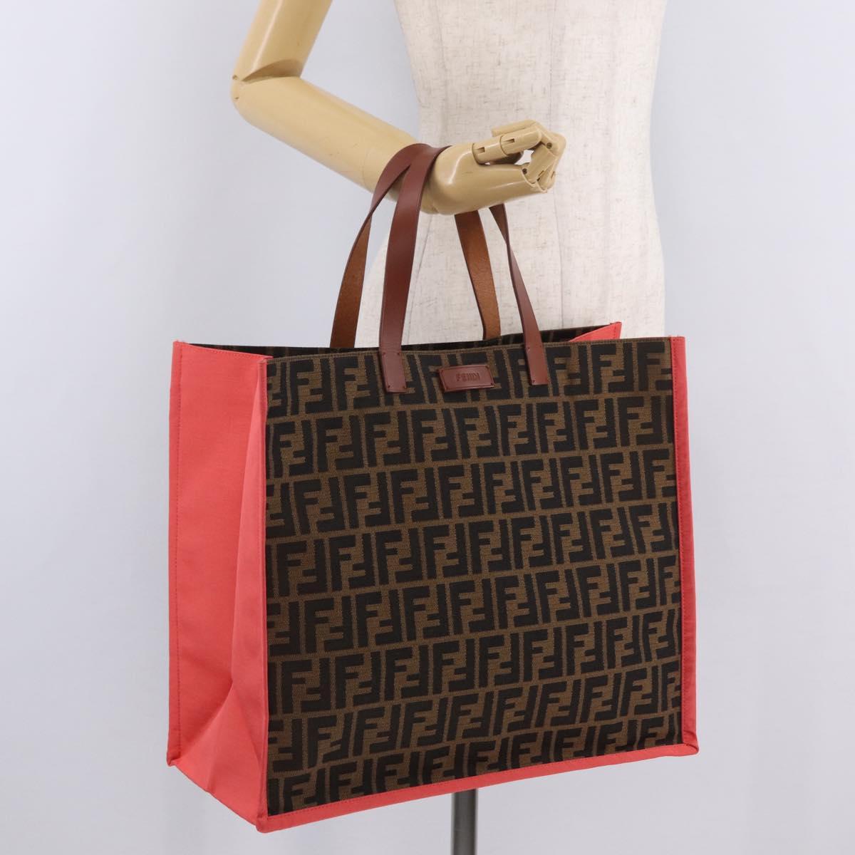 FENDI Zucca Canvas Tote Bag Brown Black 8BH235 Auth 210424