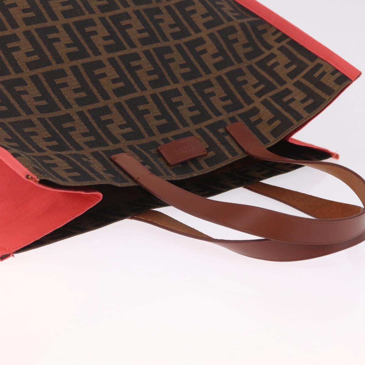 FENDI Zucca Canvas Tote Bag Brown Black 8BH235 Auth 210424