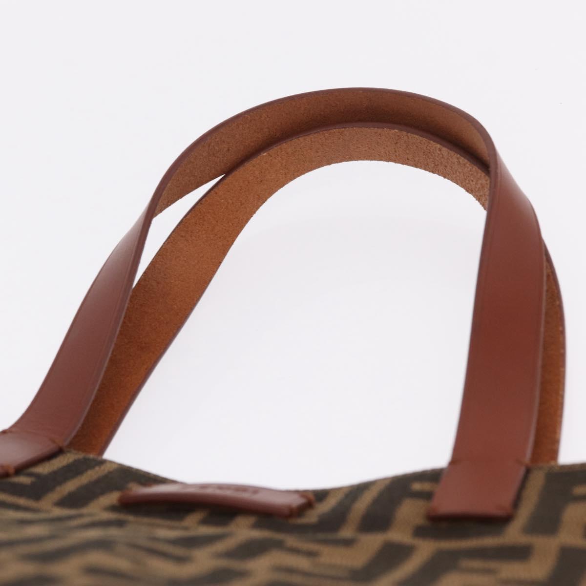 FENDI Zucca Canvas Tote Bag Brown Black 8BH235 Auth 210424