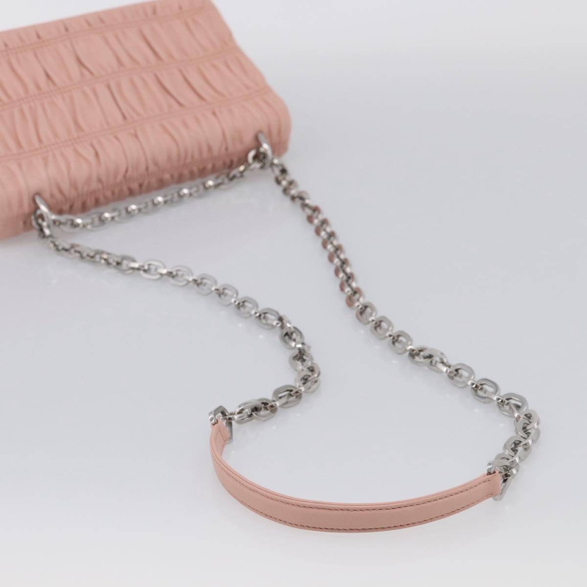 PRADA Chain Shoulder Bag Leather Pink Silver Auth 210425V
