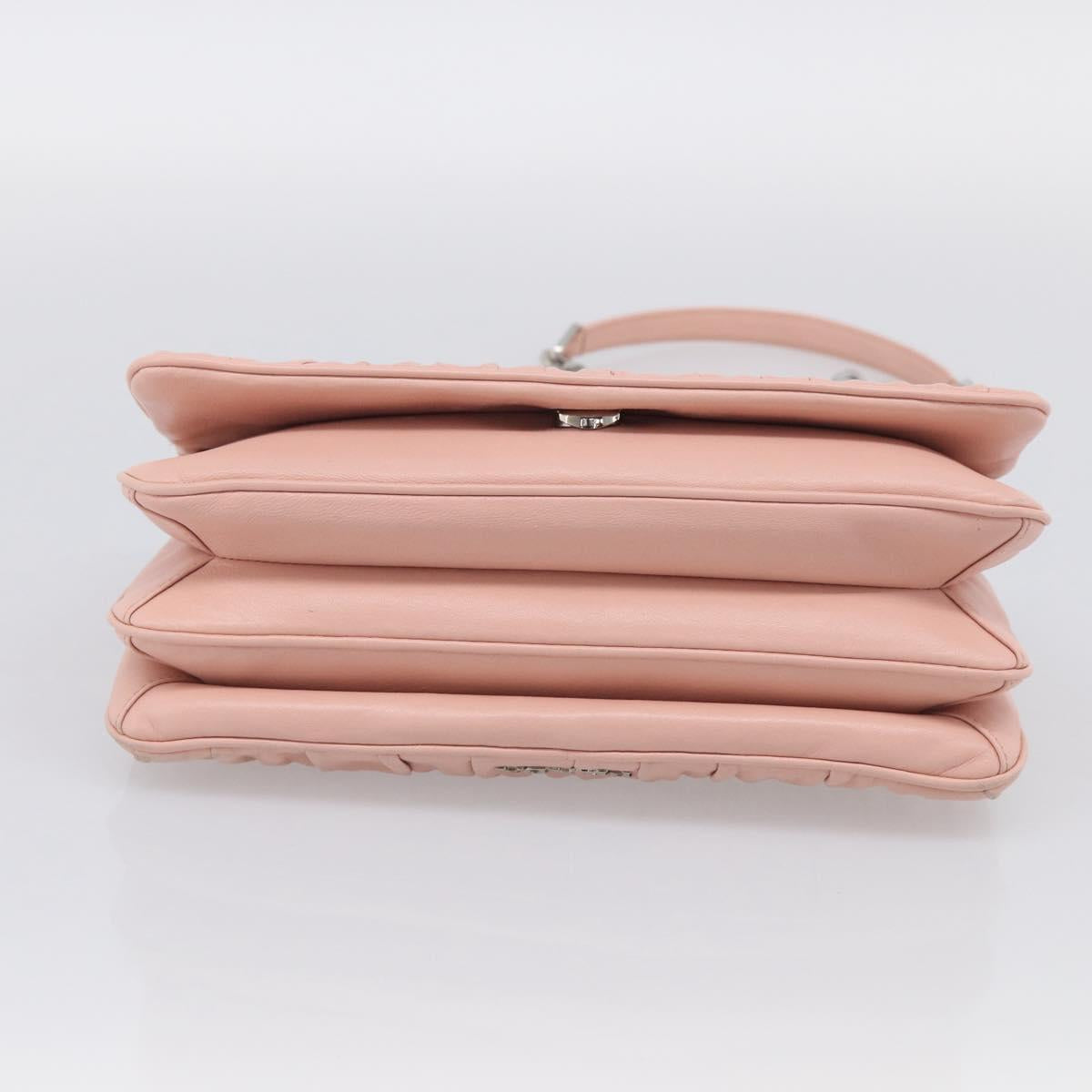 PRADA Chain Shoulder Bag Leather Pink Silver Auth 210425V