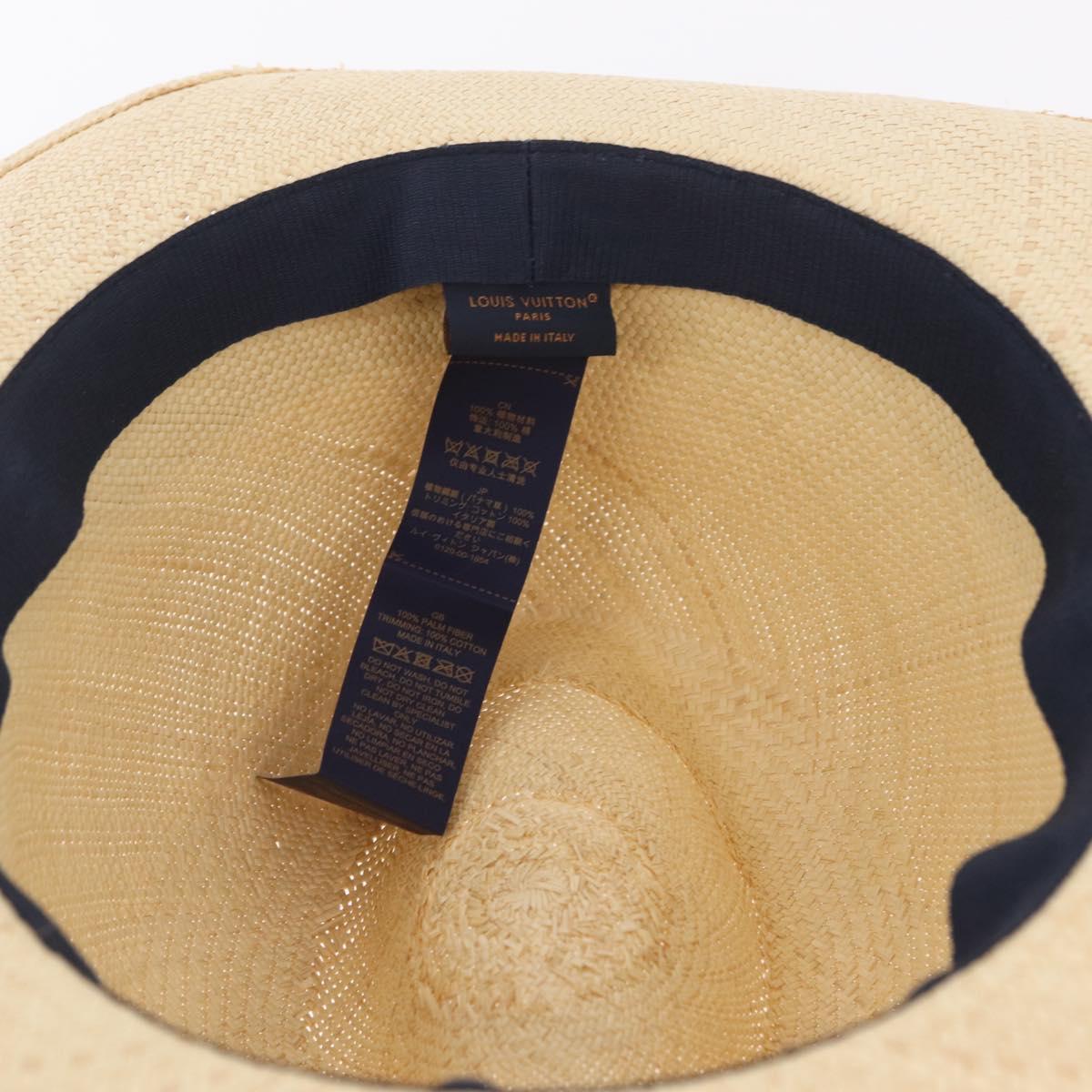LOUIS VUITTON Chapeau Paille Graphical Cut Hat Straw 24.4"" Beige Auth 210427M