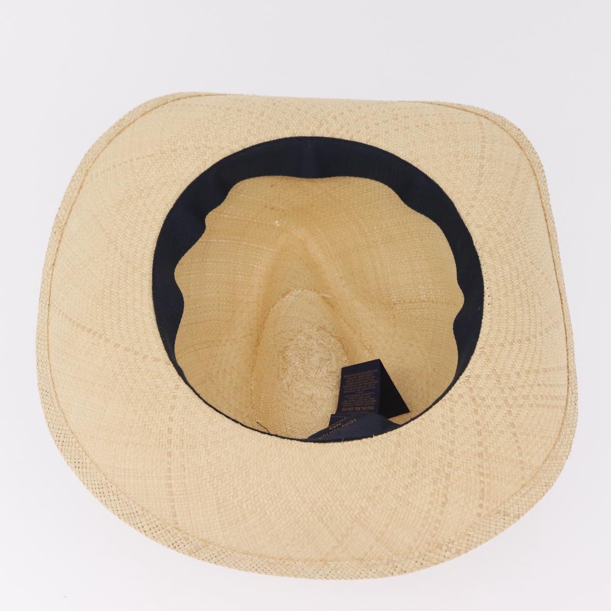 LOUIS VUITTON Chapeau Paille Graphical Cut Hat Straw 24.4"" Beige Auth 210427M