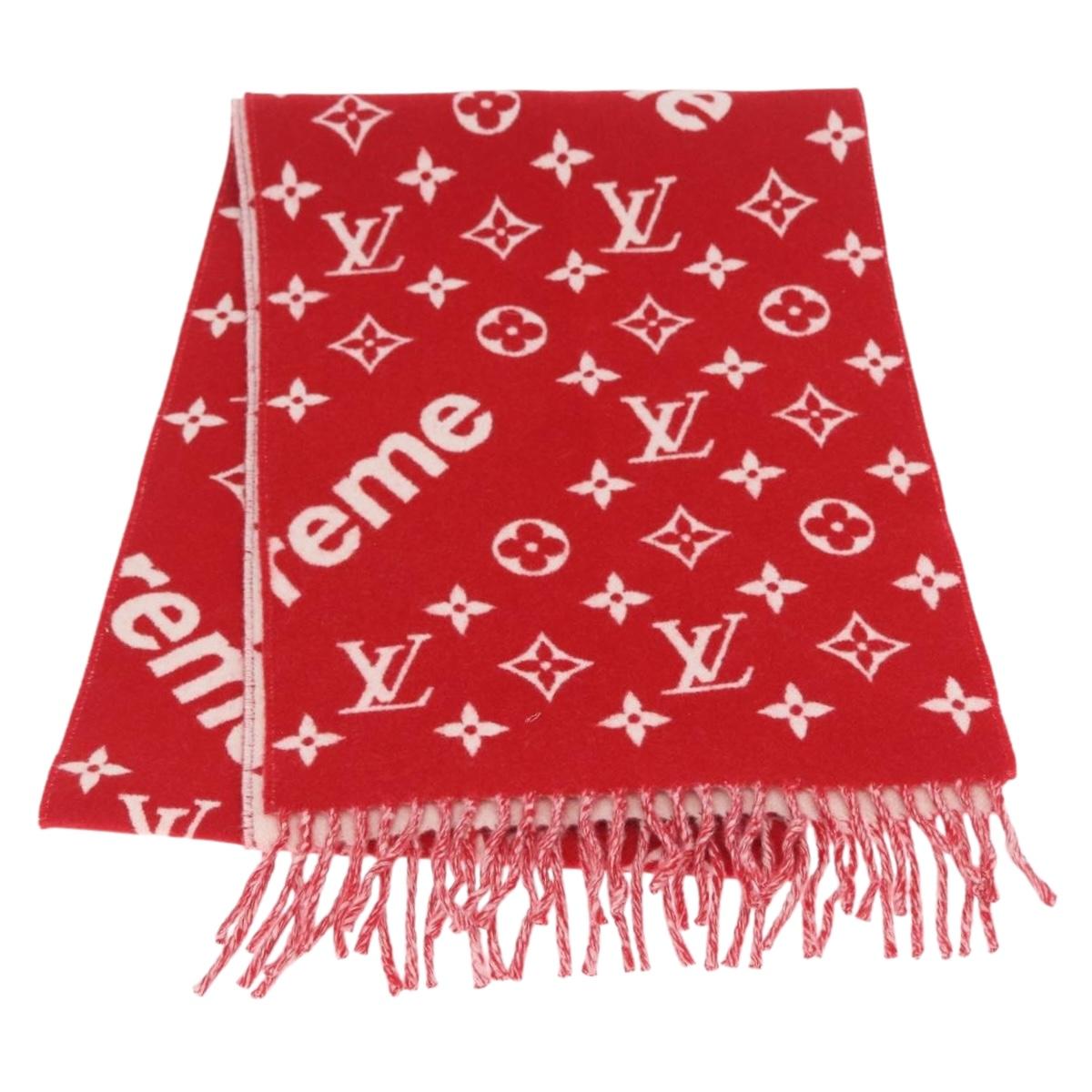 LOUIS VUITTON Supreme Collaboration Scarf Wool Red MP1890 LV Auth 210428SM