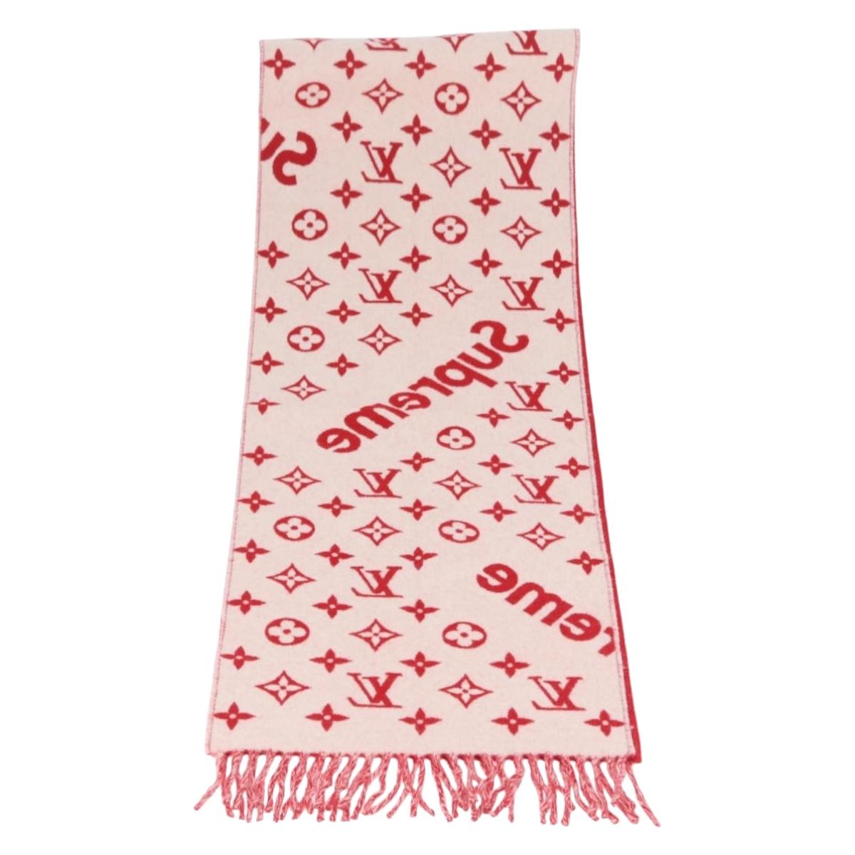 LOUIS VUITTON Supreme Collaboration Scarf Wool Red MP1890 LV Auth 210428SM