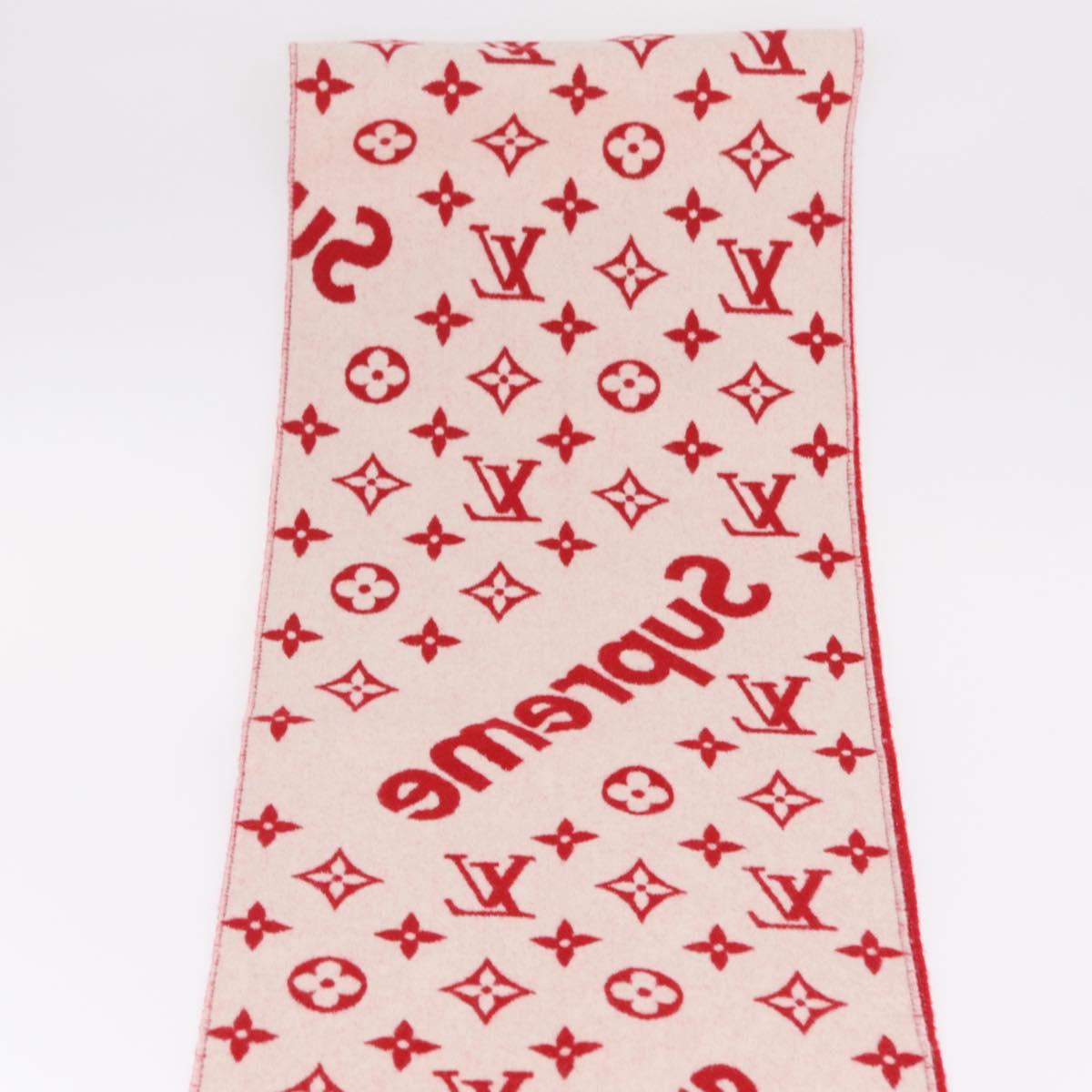 LOUIS VUITTON Supreme Collaboration Scarf Wool Red MP1890 LV Auth 210428SM