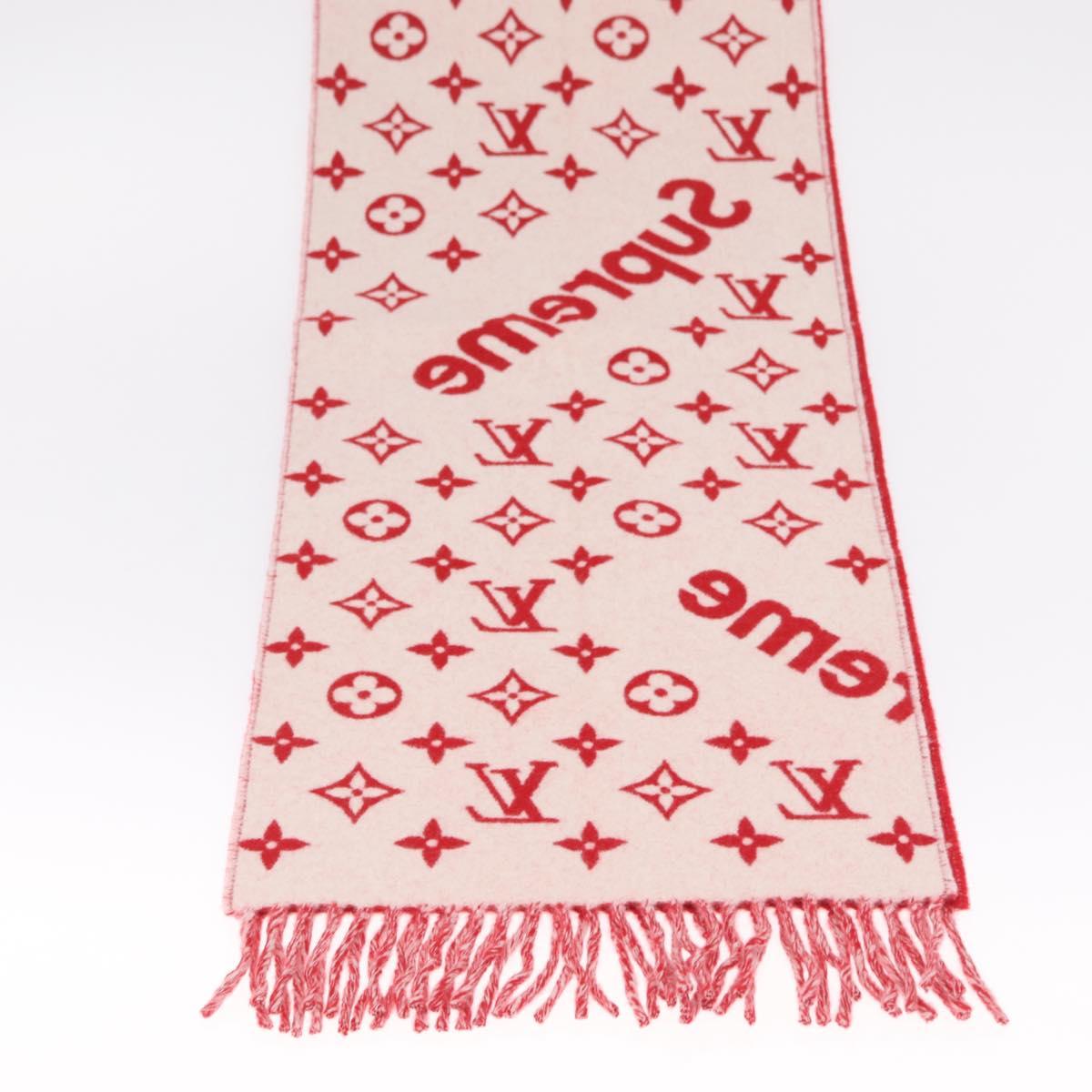 LOUIS VUITTON Supreme Collaboration Scarf Wool Red MP1890 LV Auth 210428SM