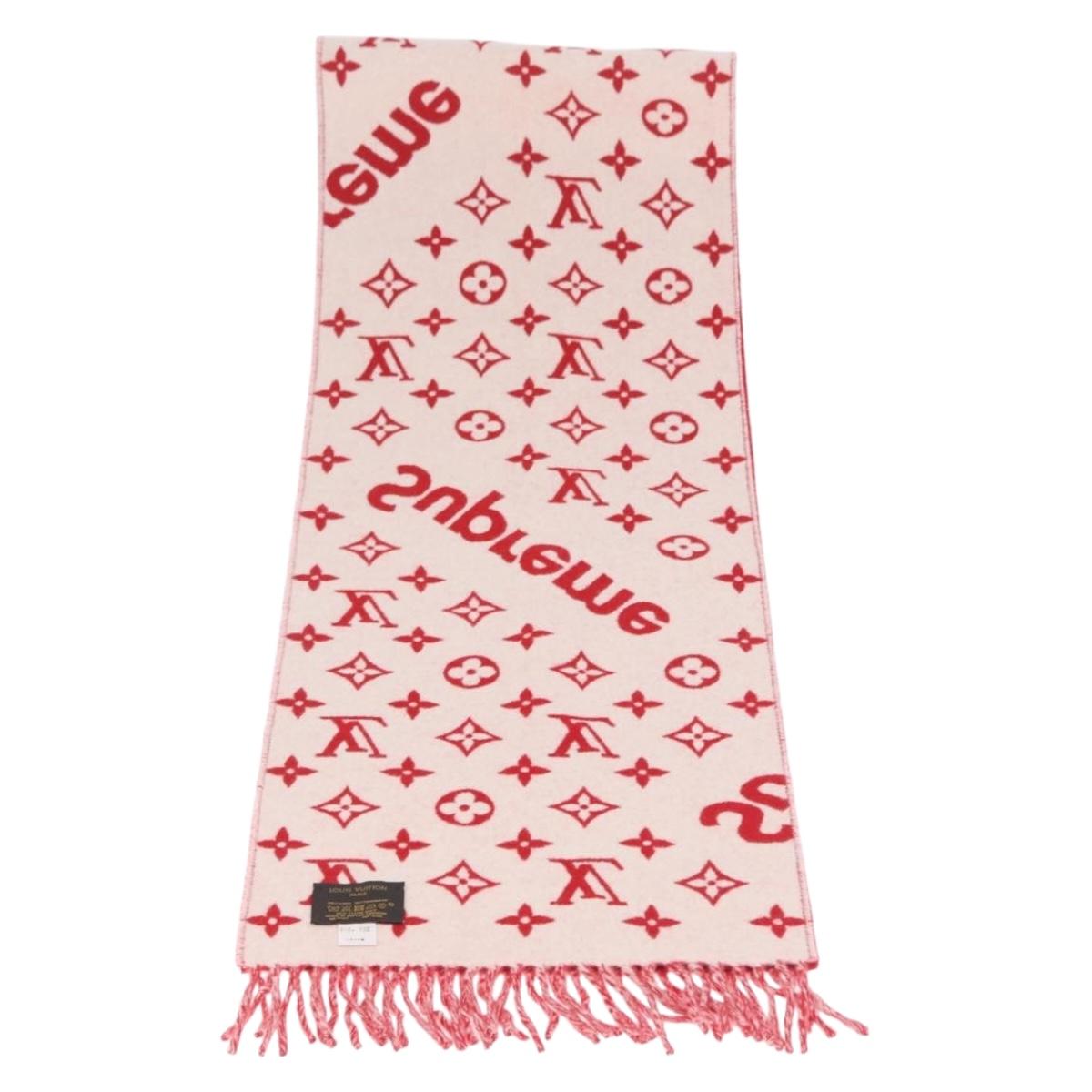 LOUIS VUITTON Supreme Collaboration Scarf Wool Red MP1890 LV Auth 210428SM