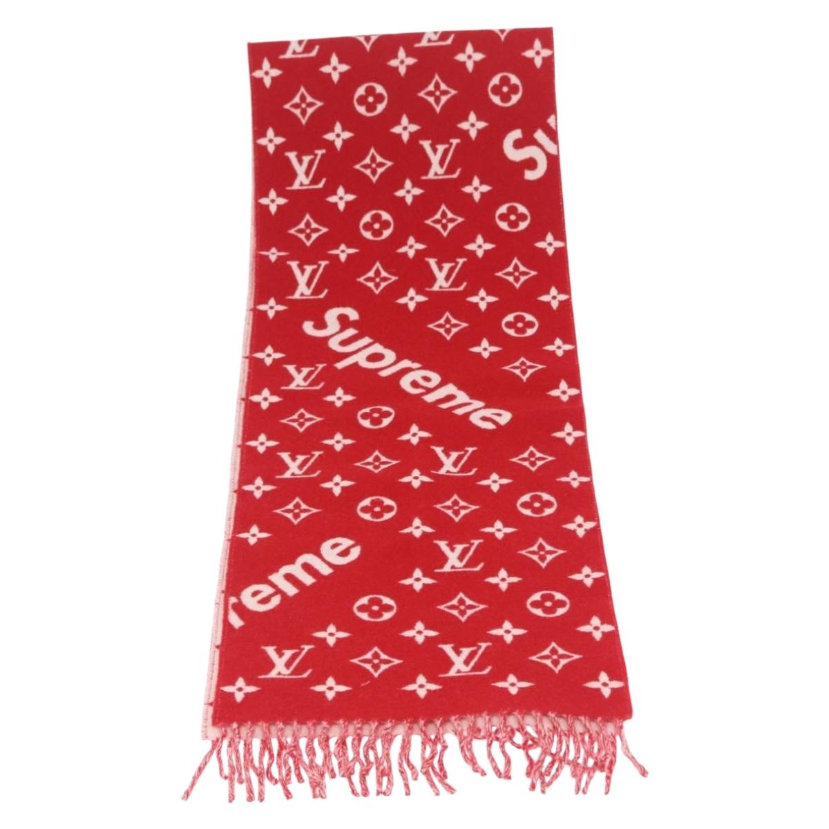 LOUIS VUITTON Supreme Collaboration Scarf Wool Red MP1890 LV Auth 210428SM
