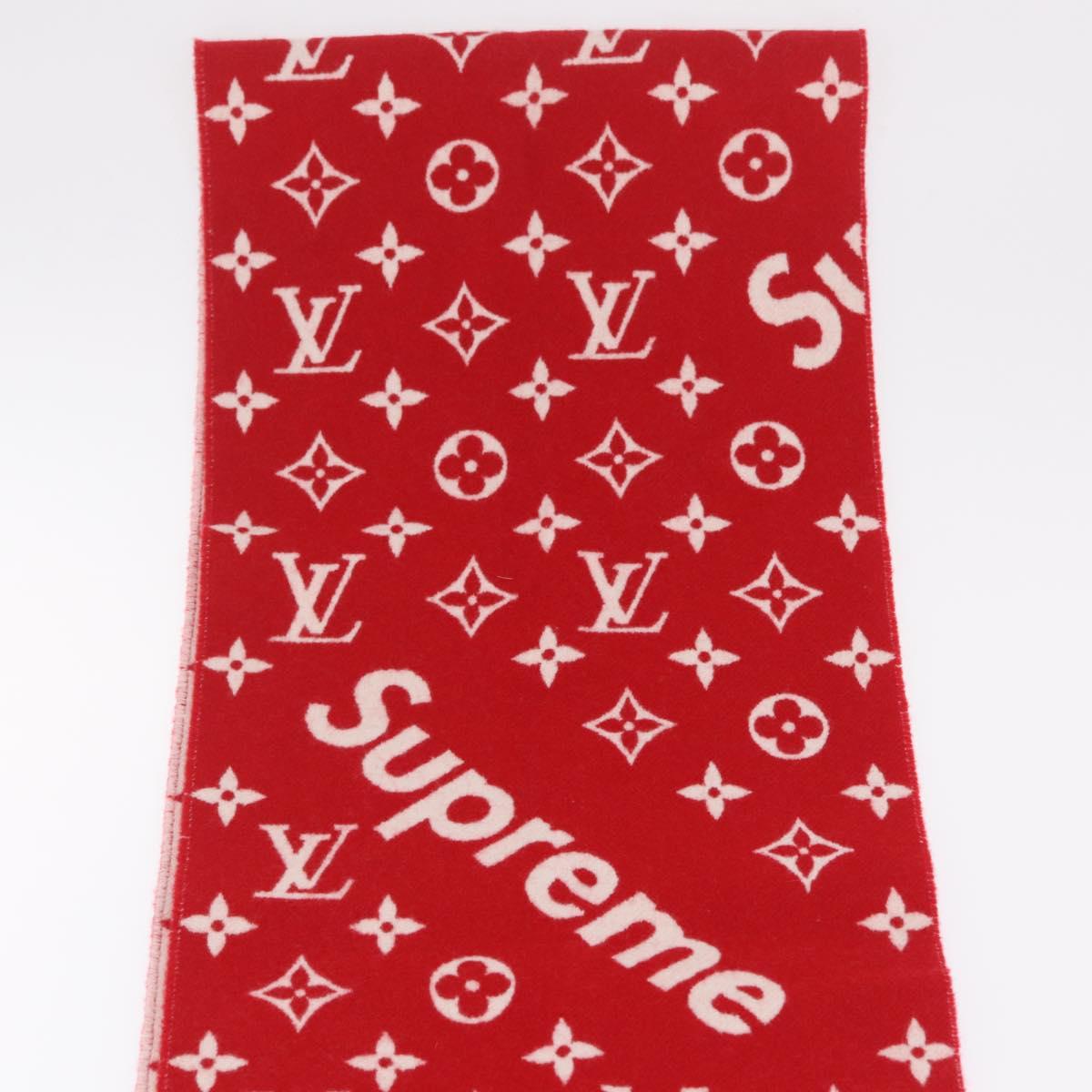 LOUIS VUITTON Supreme Collaboration Scarf Wool Red MP1890 LV Auth 210428SM