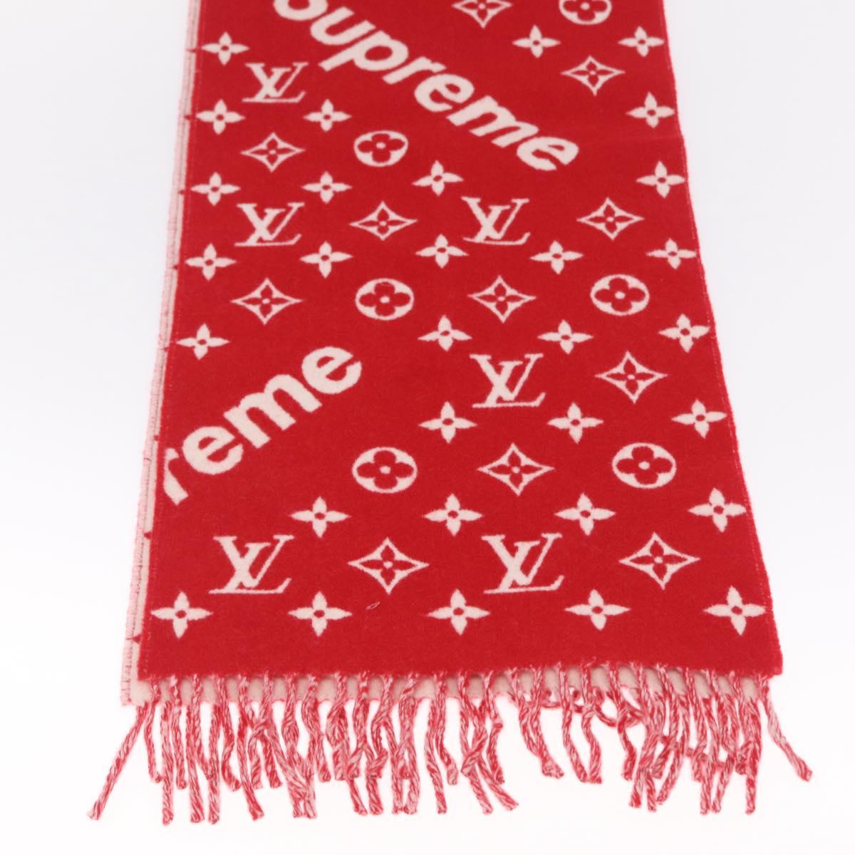 LOUIS VUITTON Supreme Collaboration Scarf Wool Red MP1890 LV Auth 210428SM