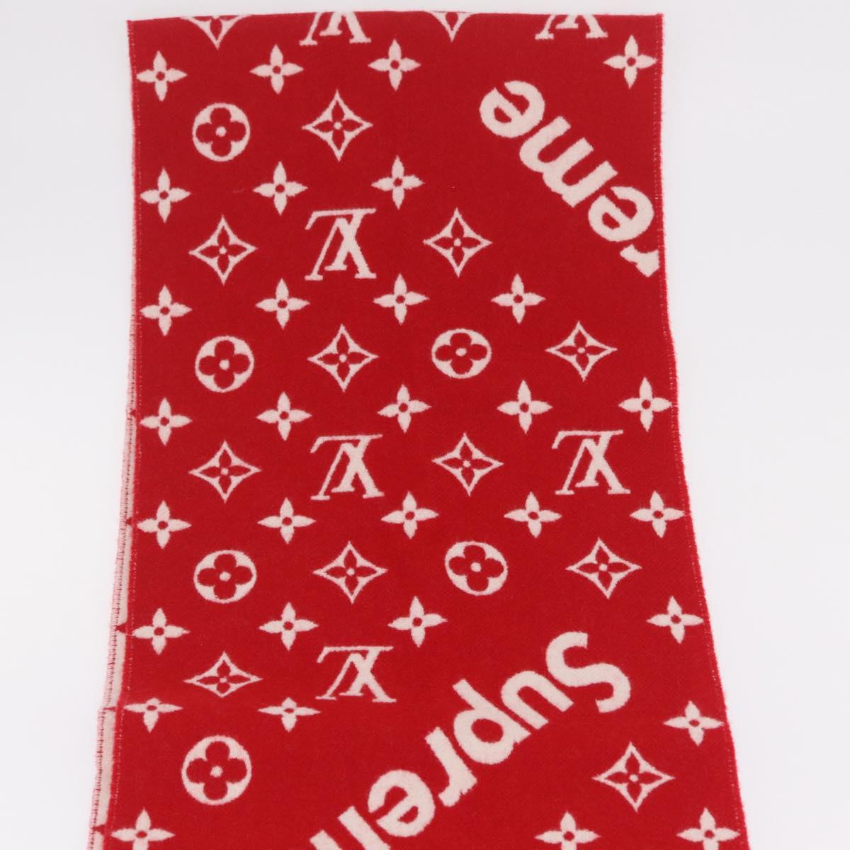 LOUIS VUITTON Supreme Collaboration Scarf Wool Red MP1890 LV Auth 210428SM
