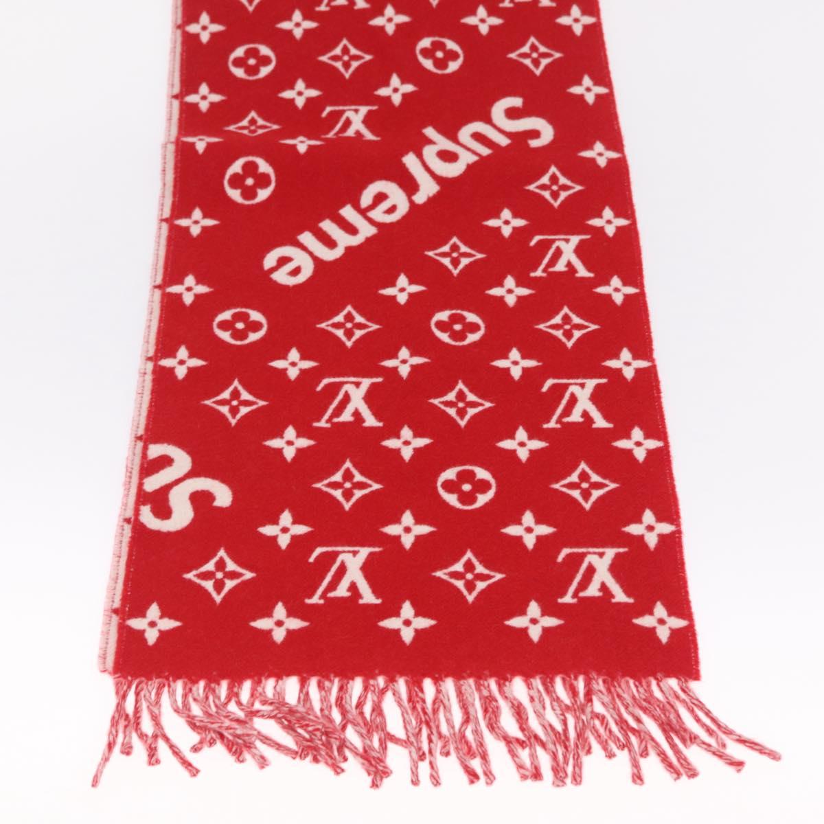 LOUIS VUITTON Supreme Collaboration Scarf Wool Red MP1890 LV Auth 210428SM