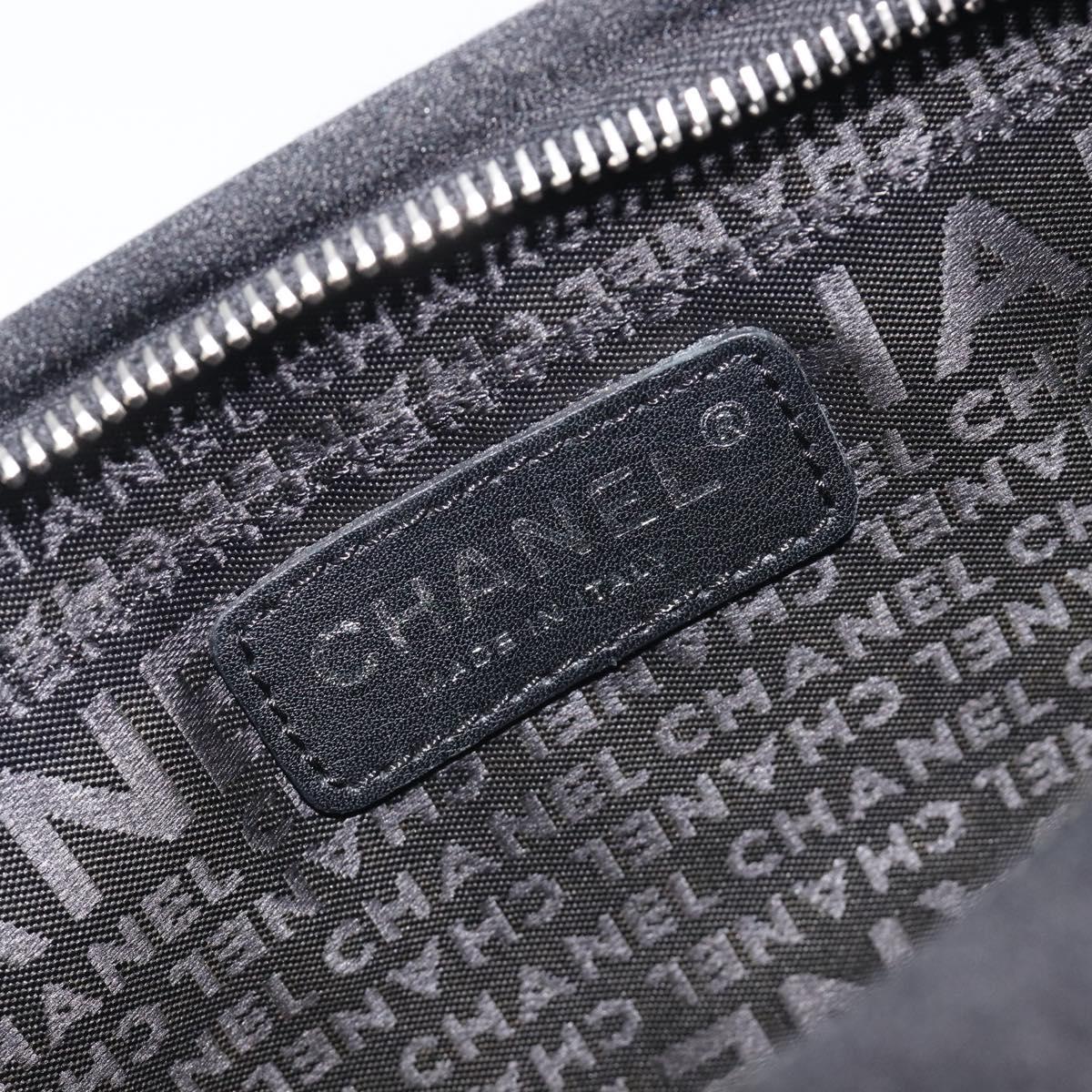 CHANEL COCO Mark Shoulder Bag Satin Black Silver CC Auth 210441V