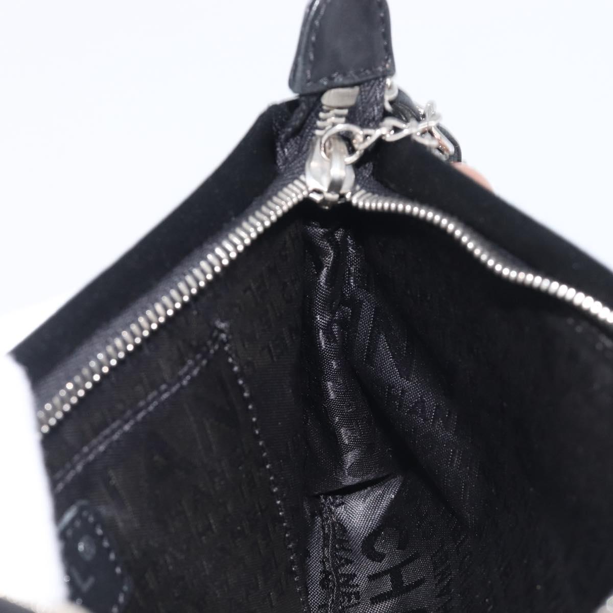 CHANEL COCO Mark Shoulder Bag Satin Black Silver CC Auth 210441V