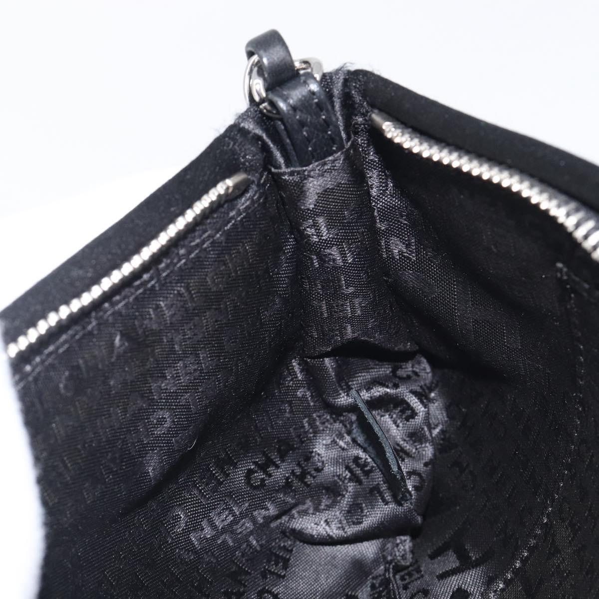 CHANEL COCO Mark Shoulder Bag Satin Black Silver CC Auth 210441V