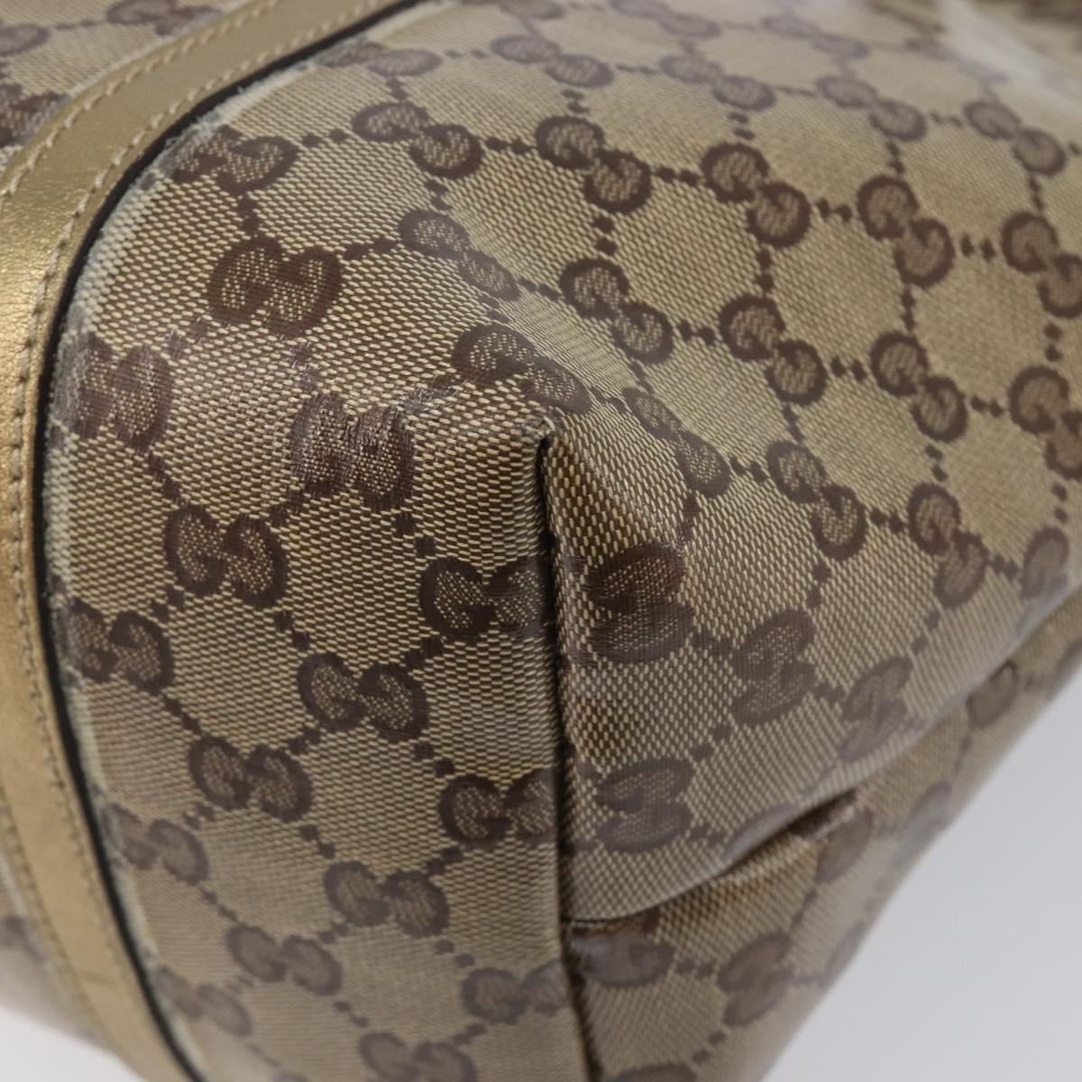 GUCCI GG Crystal Tote Bag Coated Canvas Beige Gold 197953 Auth 210443