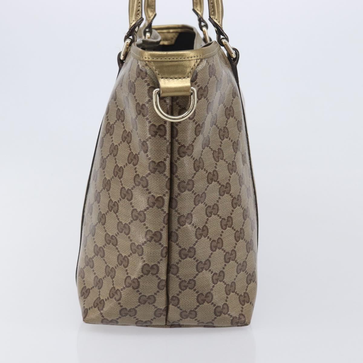 GUCCI GG Crystal Tote Bag Coated Canvas Beige Gold 197953 Auth 210443