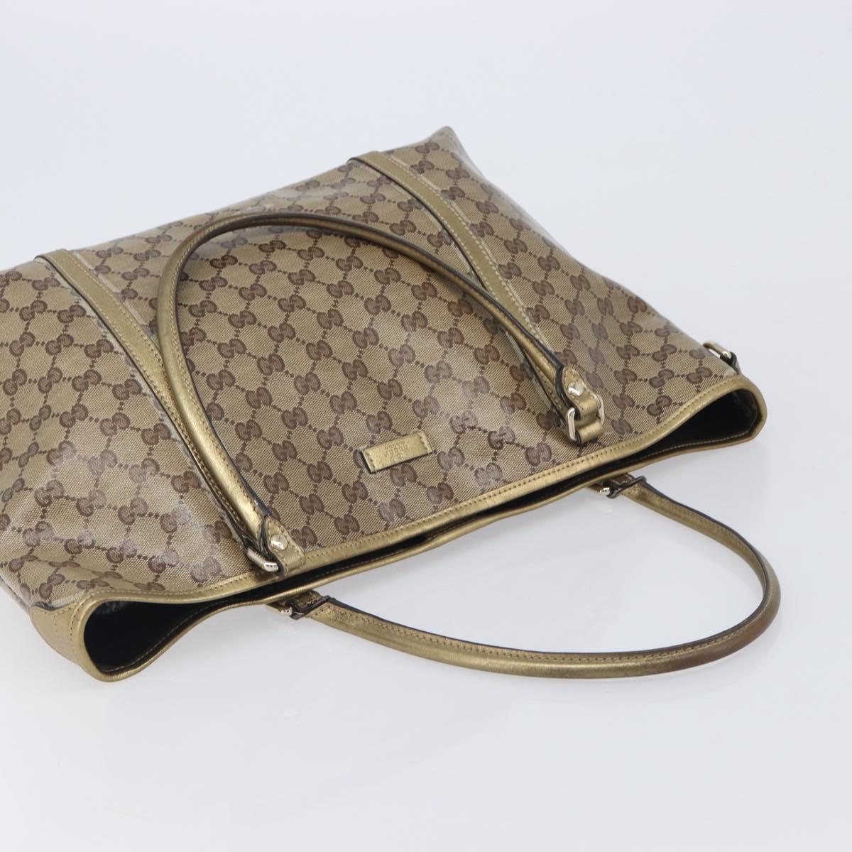GUCCI GG Crystal Tote Bag Coated Canvas Beige Gold 197953 Auth 210443