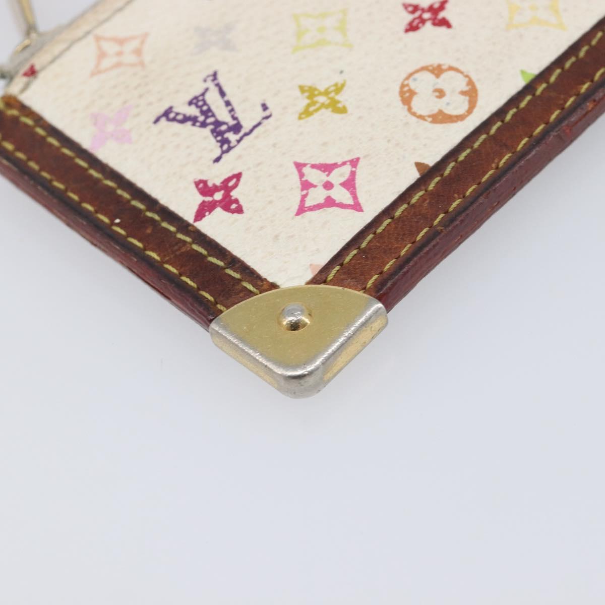 LOUIS VUITTON Monogram Multicolor Pochette Cles Purse White M92655 Auth 210445