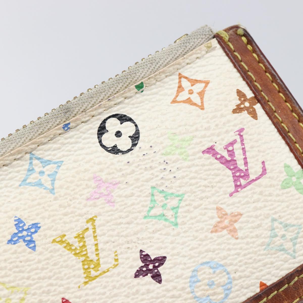 LOUIS VUITTON Monogram Multicolor Pochette Cles Purse White M92655 Auth 210445