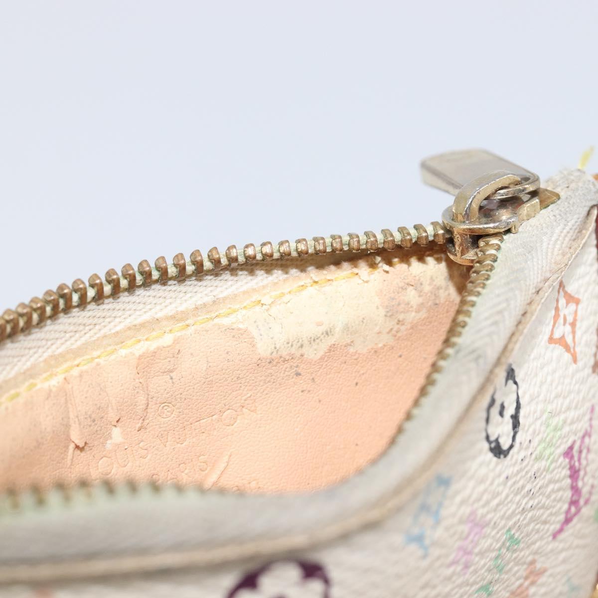 LOUIS VUITTON Monogram Multicolor Pochette Cles Purse White M92655 Auth 210445