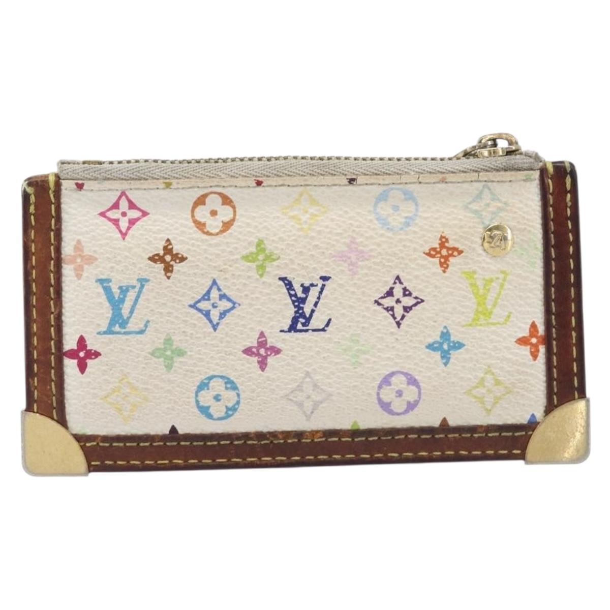 LOUIS VUITTON Monogram Multicolor Pochette Cles Purse White M92655 Auth 210445