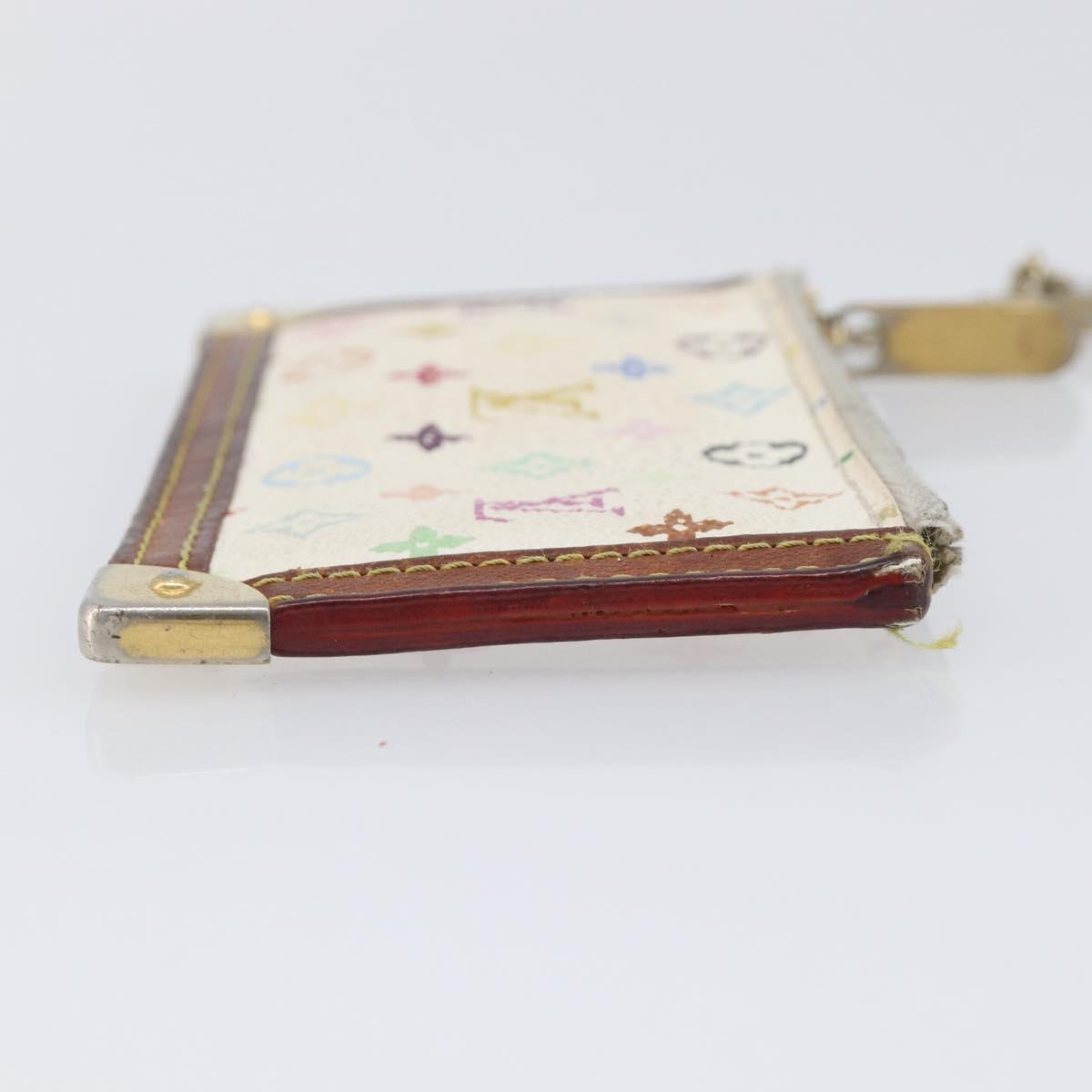 LOUIS VUITTON Monogram Multicolor Pochette Cles Purse White M92655 Auth 210445