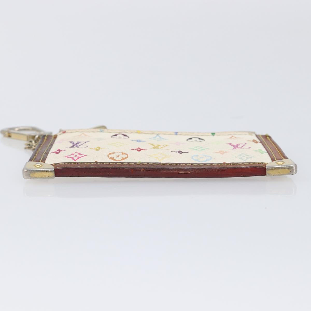 LOUIS VUITTON Monogram Multicolor Pochette Cles Purse White M92655 Auth 210445