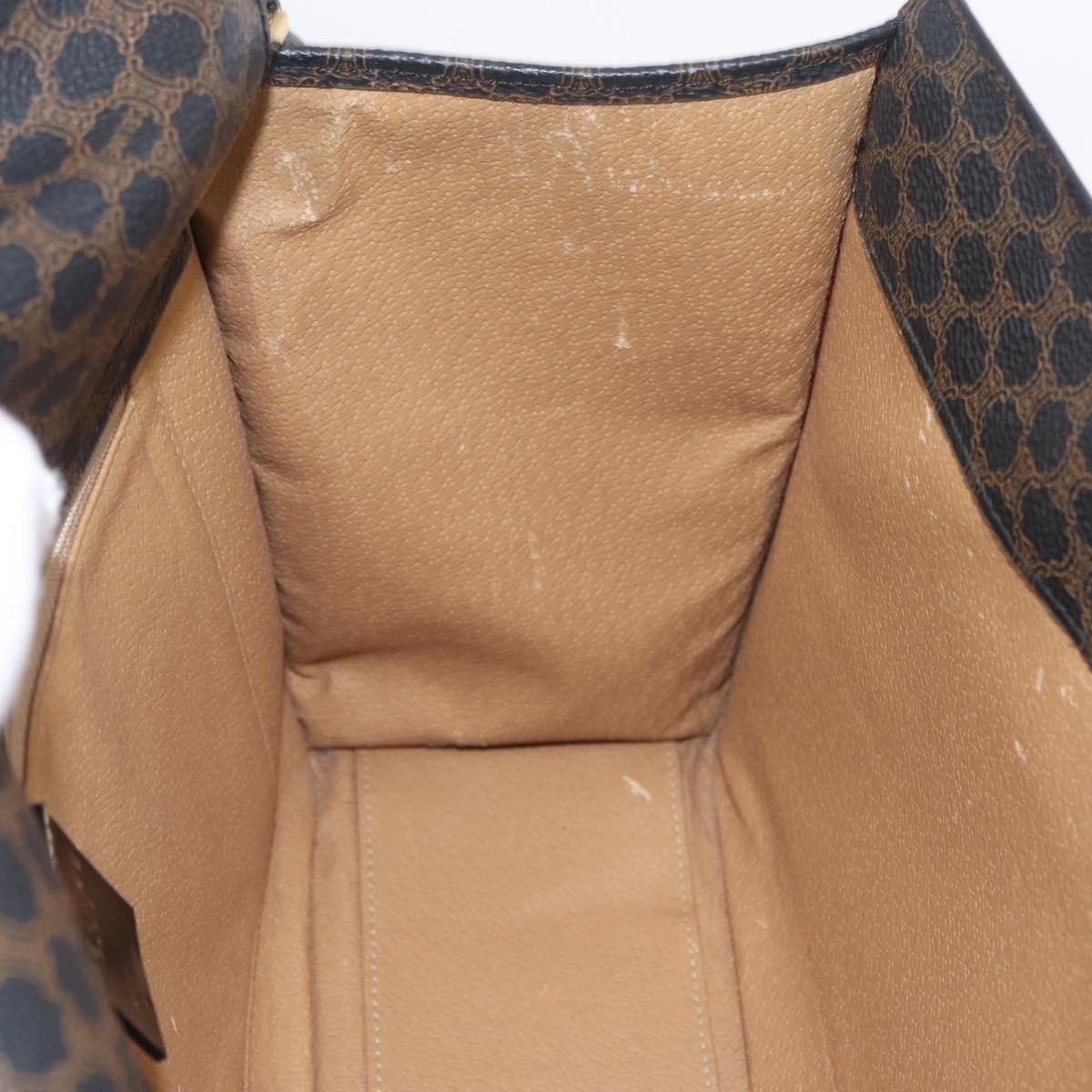 CELINE Macadam Canvas Hand Bag PVC Leather 2way Black Gold Auth 210448A