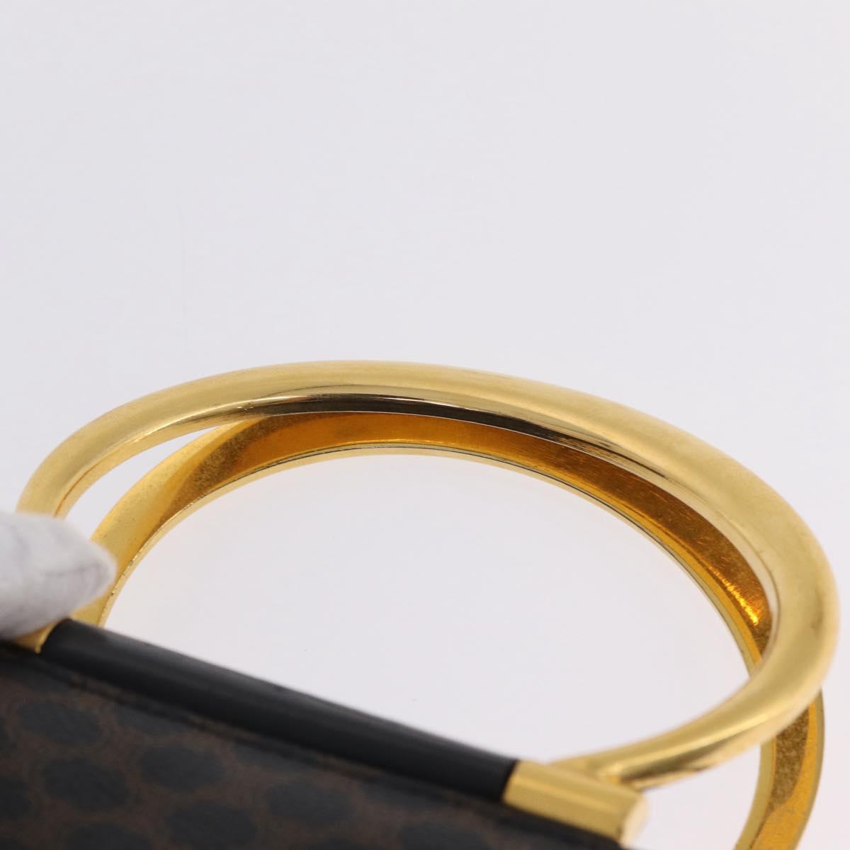 CELINE Macadam Canvas Hand Bag PVC Leather 2way Black Gold Auth 210448A
