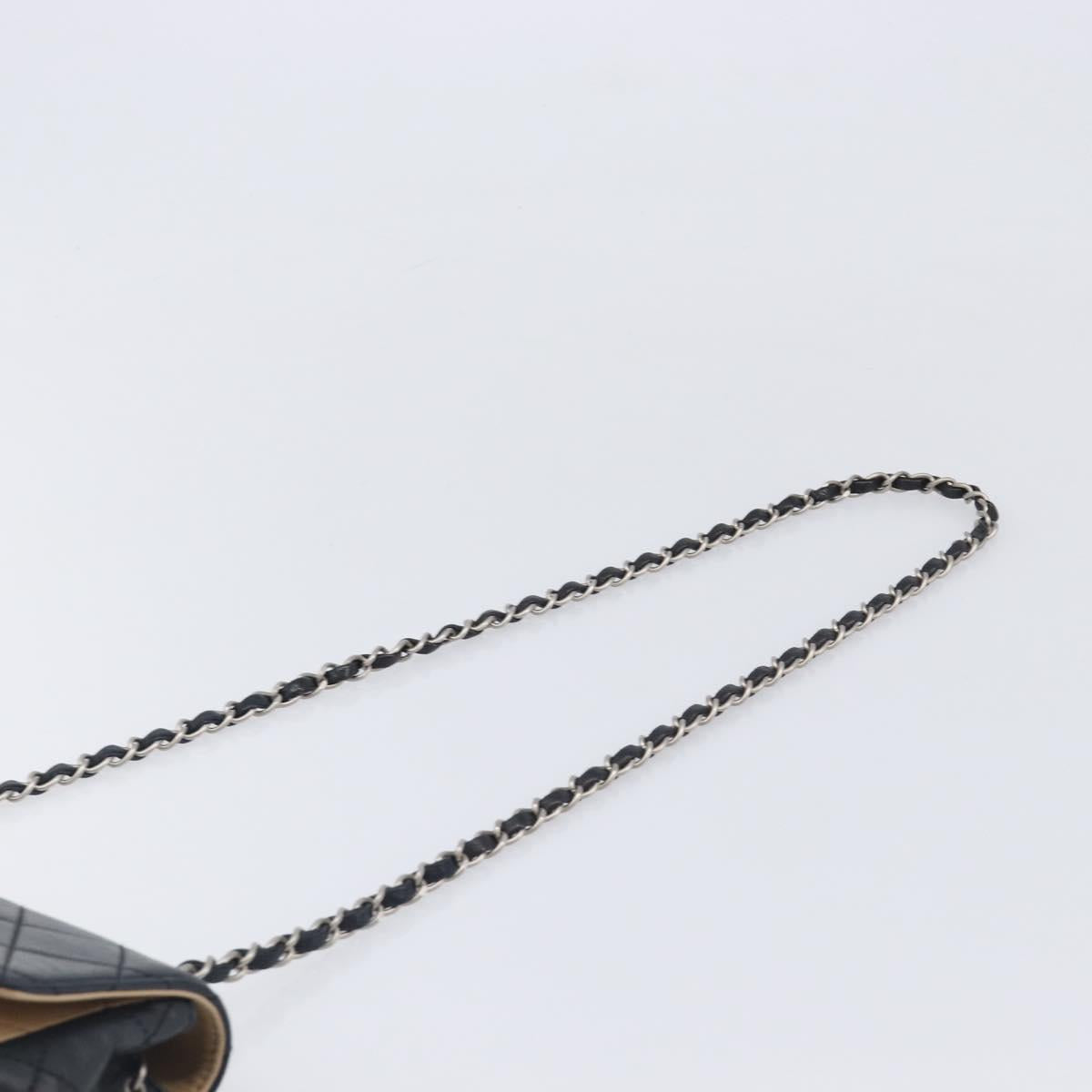 CHANEL Matelasse Chain Shoulder Bag Lamb Skin Black Beige CC Auth 210449V