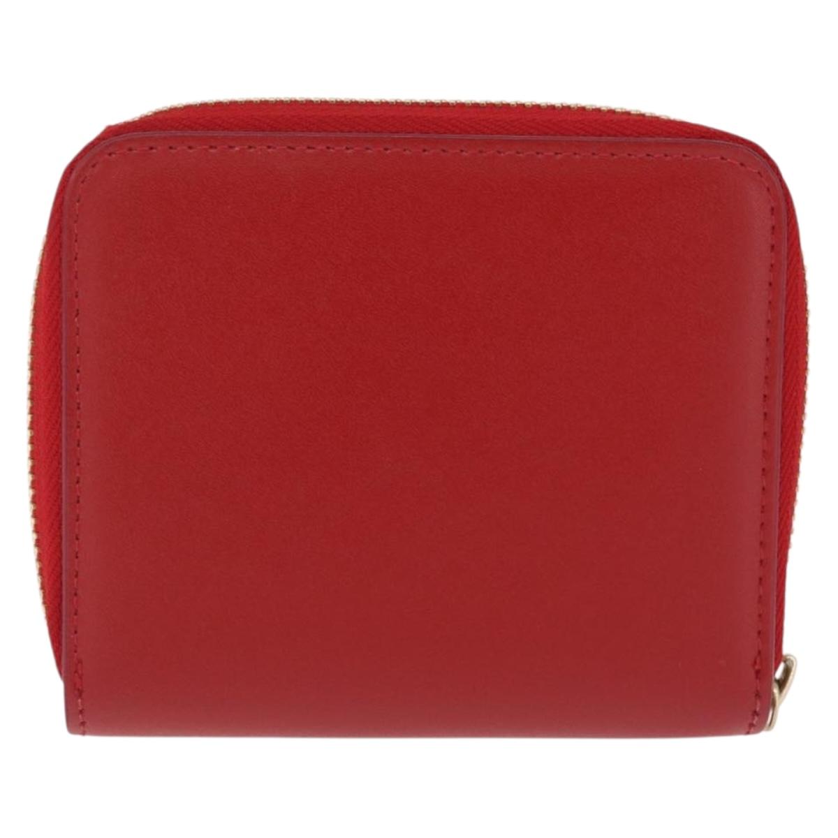 Salvatore Ferragamo Wallet Leather Red Gold Auth 210451M
