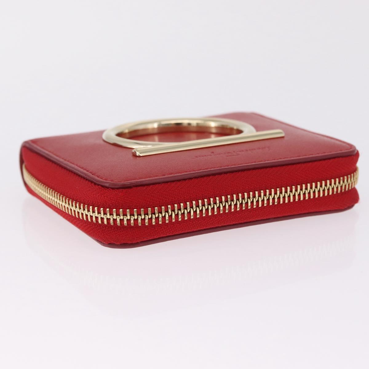 Salvatore Ferragamo Wallet Leather Red Gold Auth 210451M