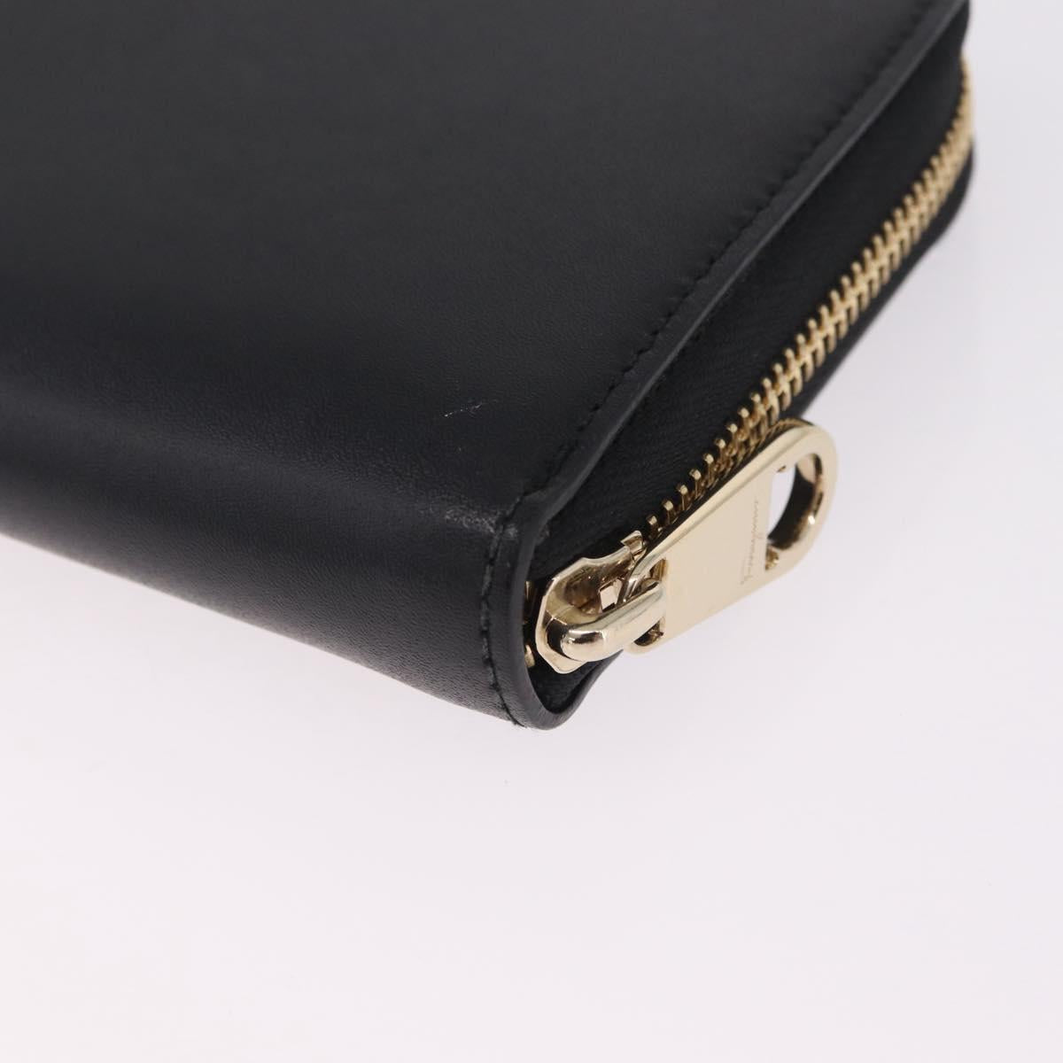 Salvatore Ferragamo Wallet Leather Black Gold Auth 210452M