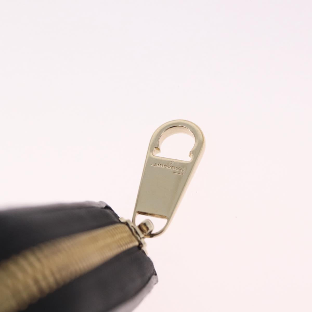 Salvatore Ferragamo Wallet Leather Black Gold Auth 210452M