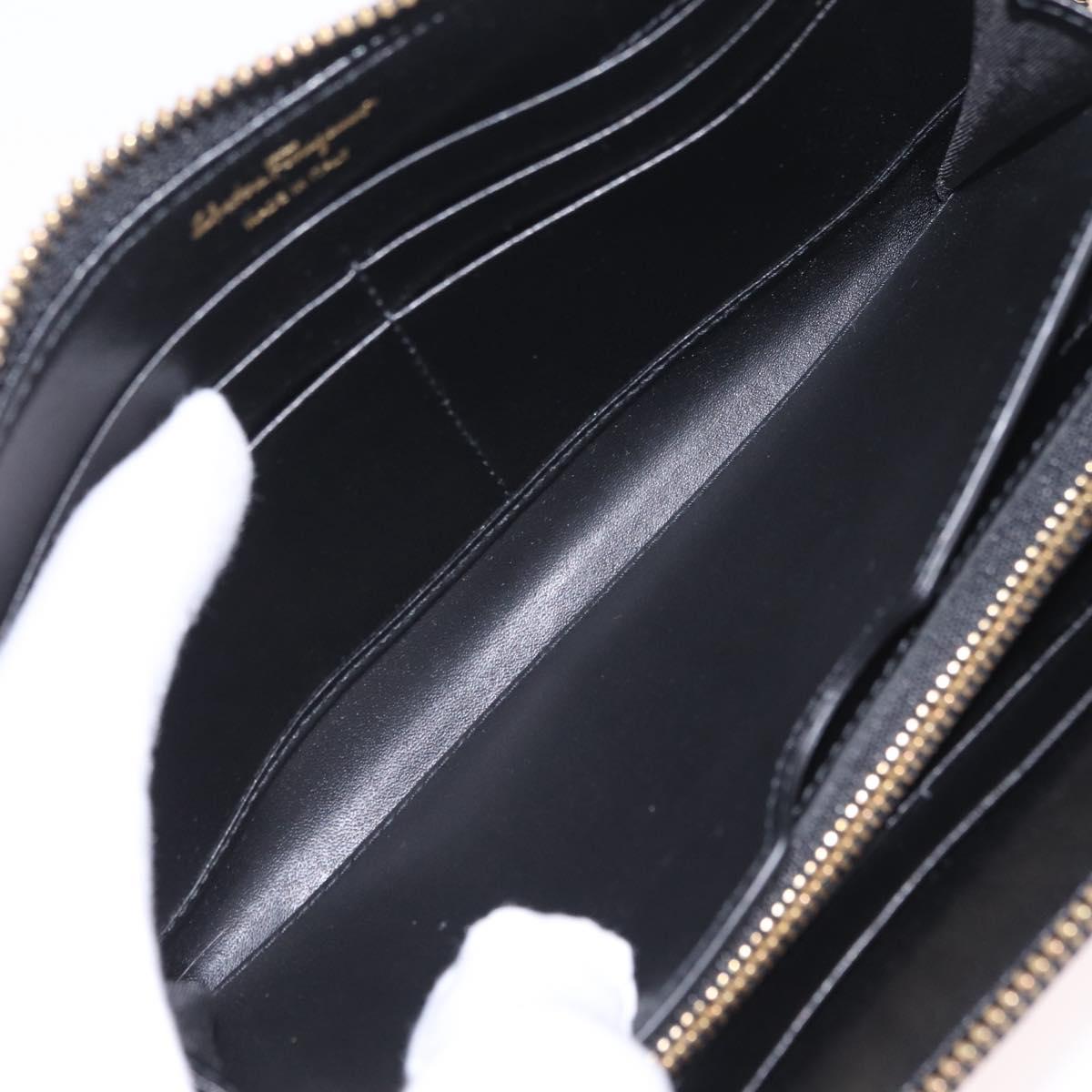 Salvatore Ferragamo Wallet Leather Black Gold Auth 210452M
