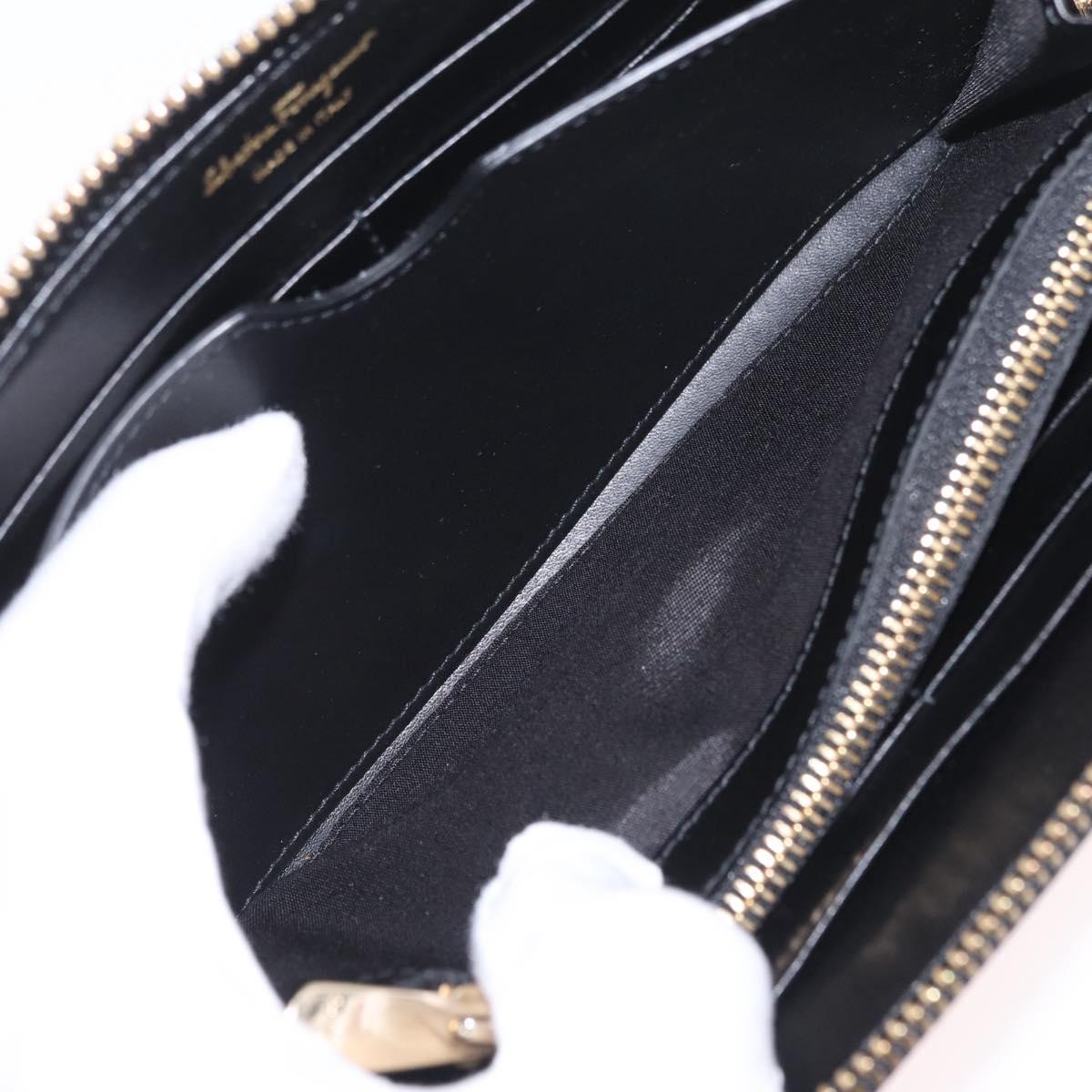 Salvatore Ferragamo Wallet Leather Black Gold Auth 210452M