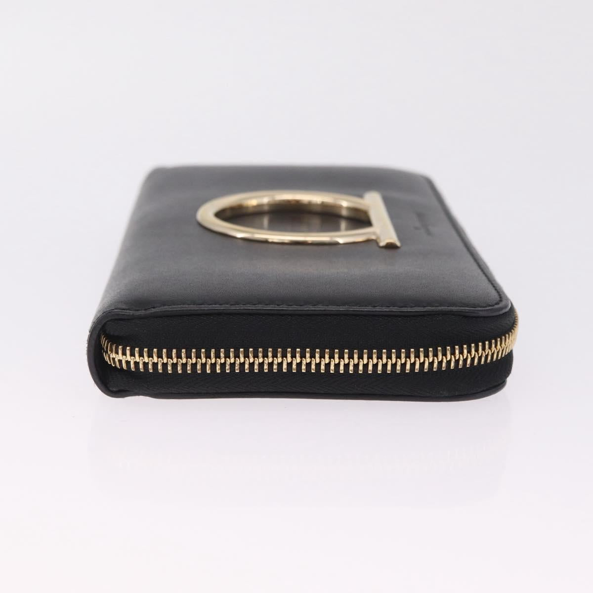 Salvatore Ferragamo Wallet Leather Black Gold Auth 210452M