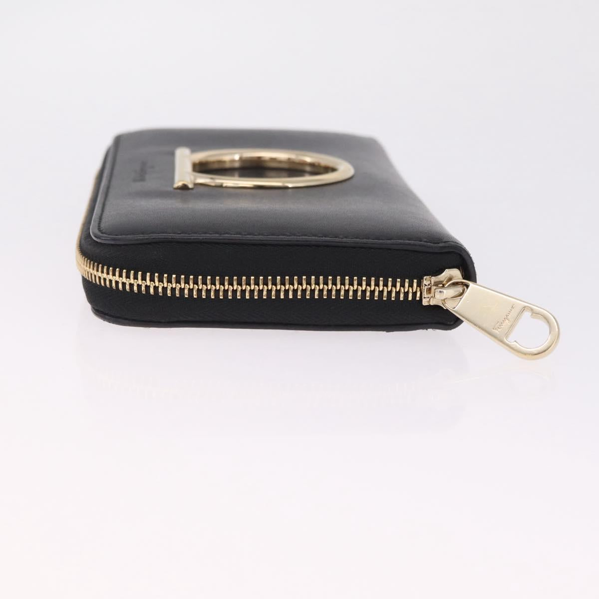 Salvatore Ferragamo Wallet Leather Black Gold Auth 210452M