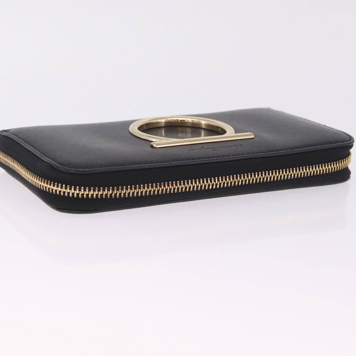 Salvatore Ferragamo Wallet Leather Black Gold Auth 210452M