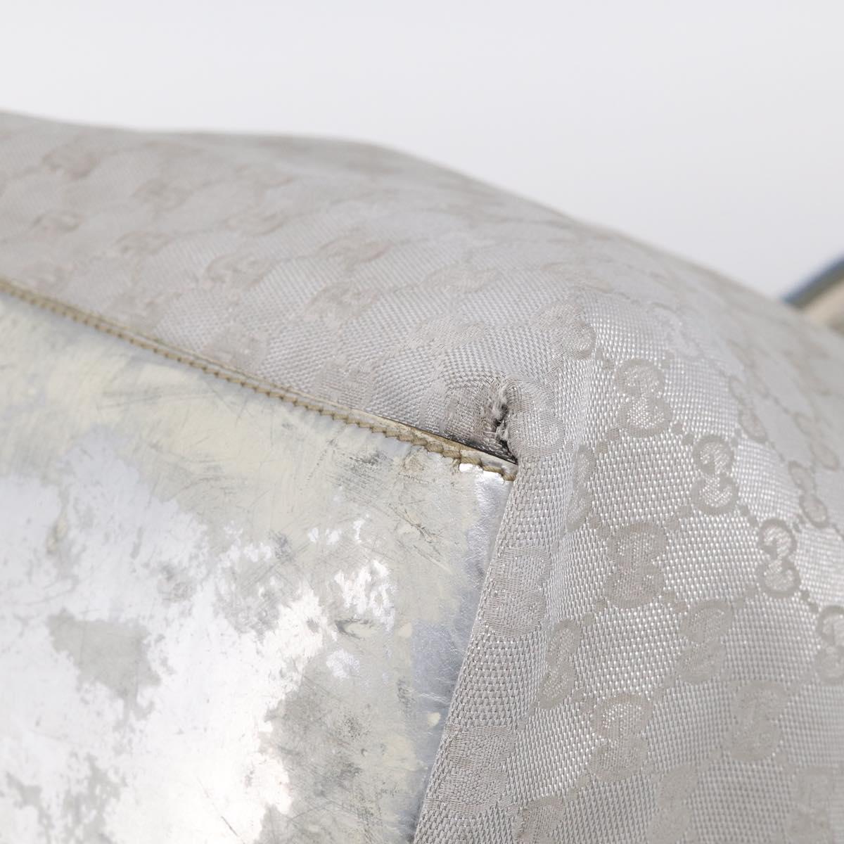 GUCCI GG Canvas Tote Bag Silver 131231 Auth 210453
