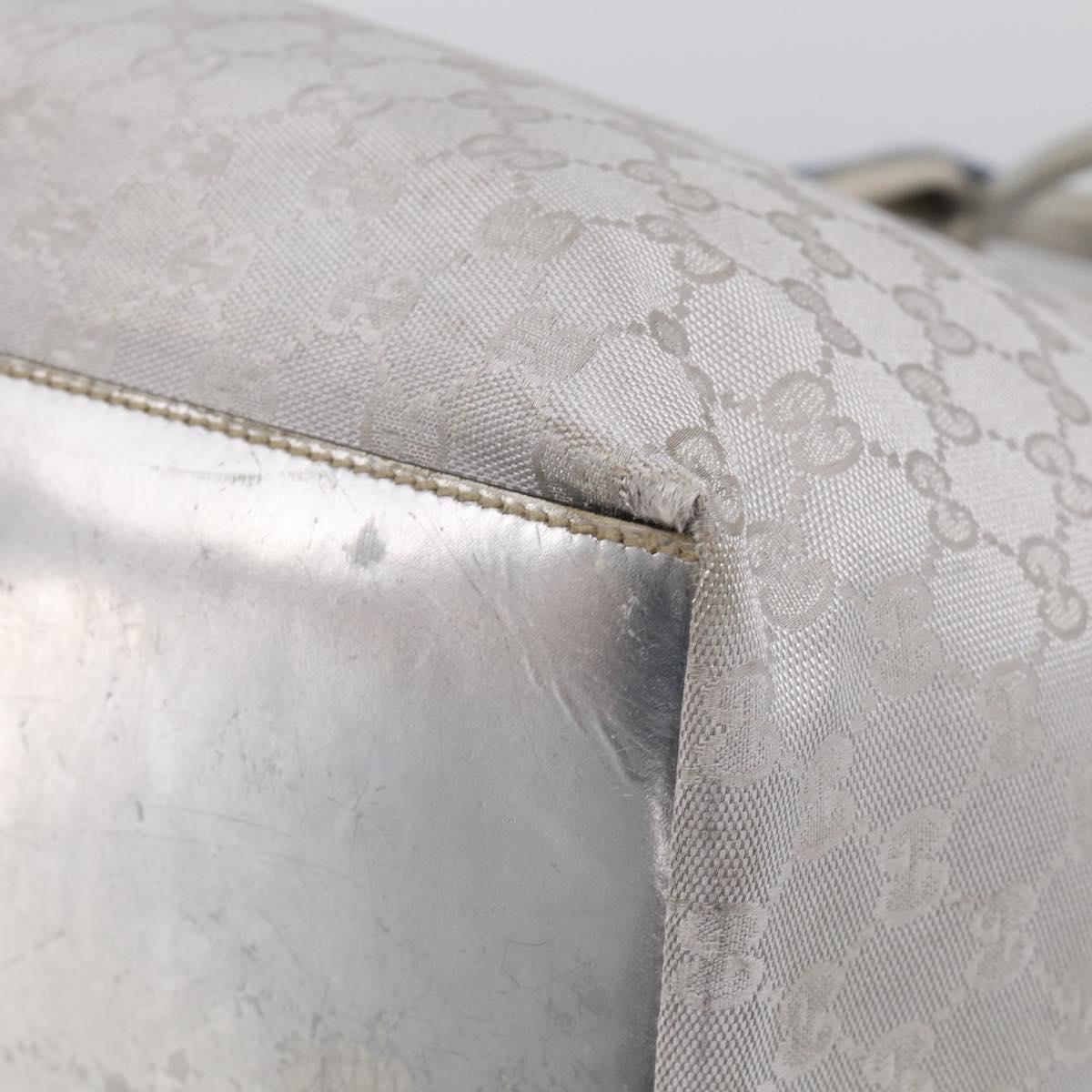 GUCCI GG Canvas Tote Bag Silver 131231 Auth 210453