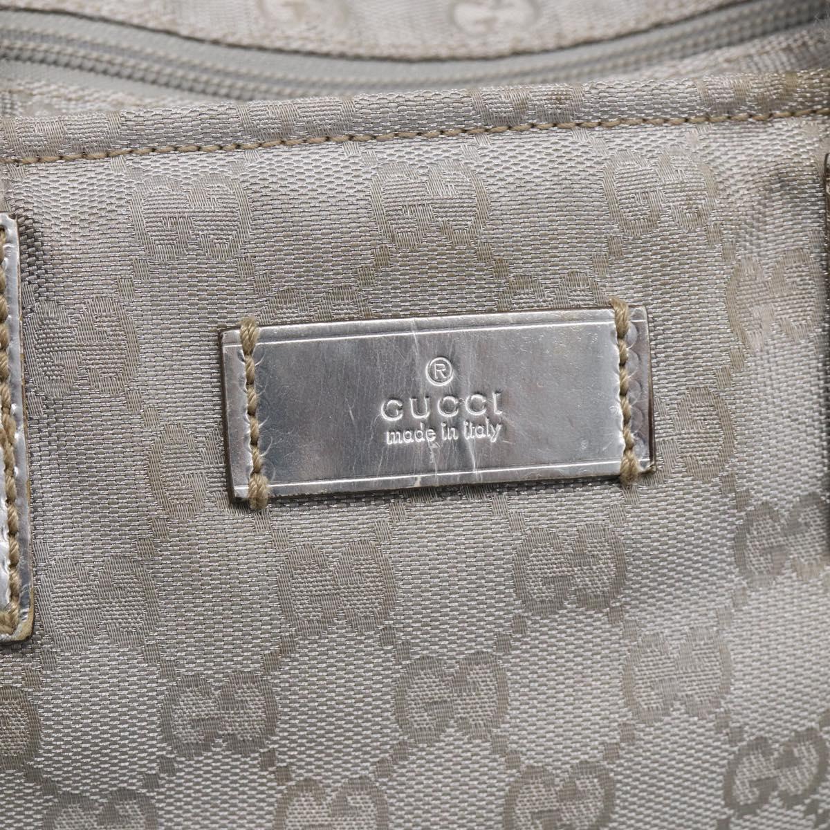 GUCCI GG Canvas Tote Bag Silver 131231 Auth 210453