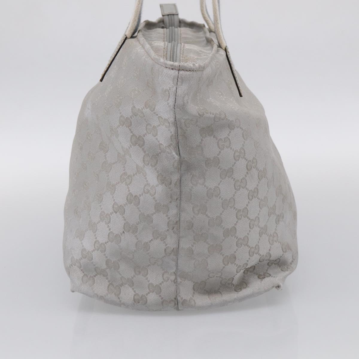 GUCCI GG Canvas Tote Bag Silver 131231 Auth 210453